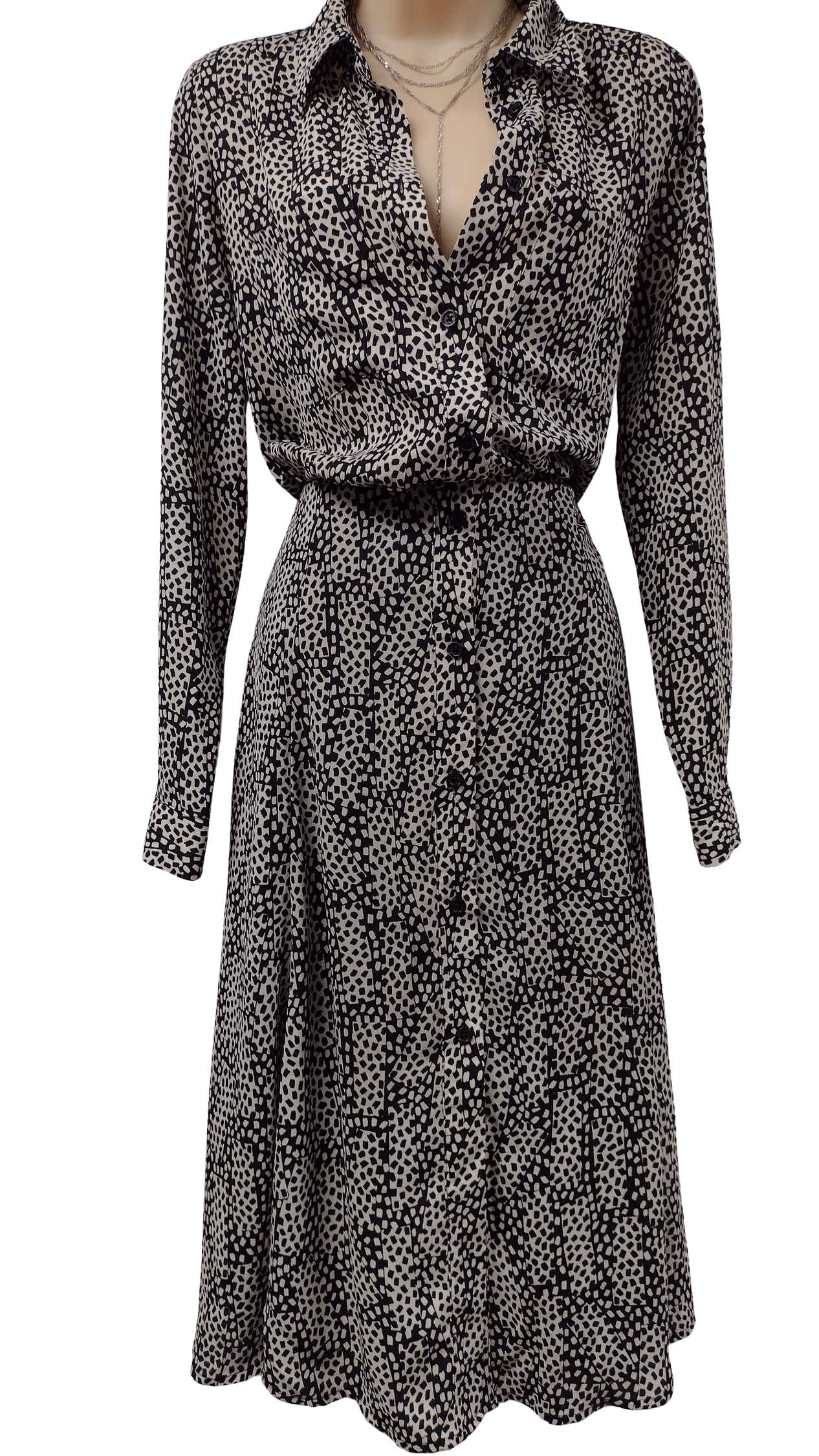 Abstract Dot Midi Shirt Dress