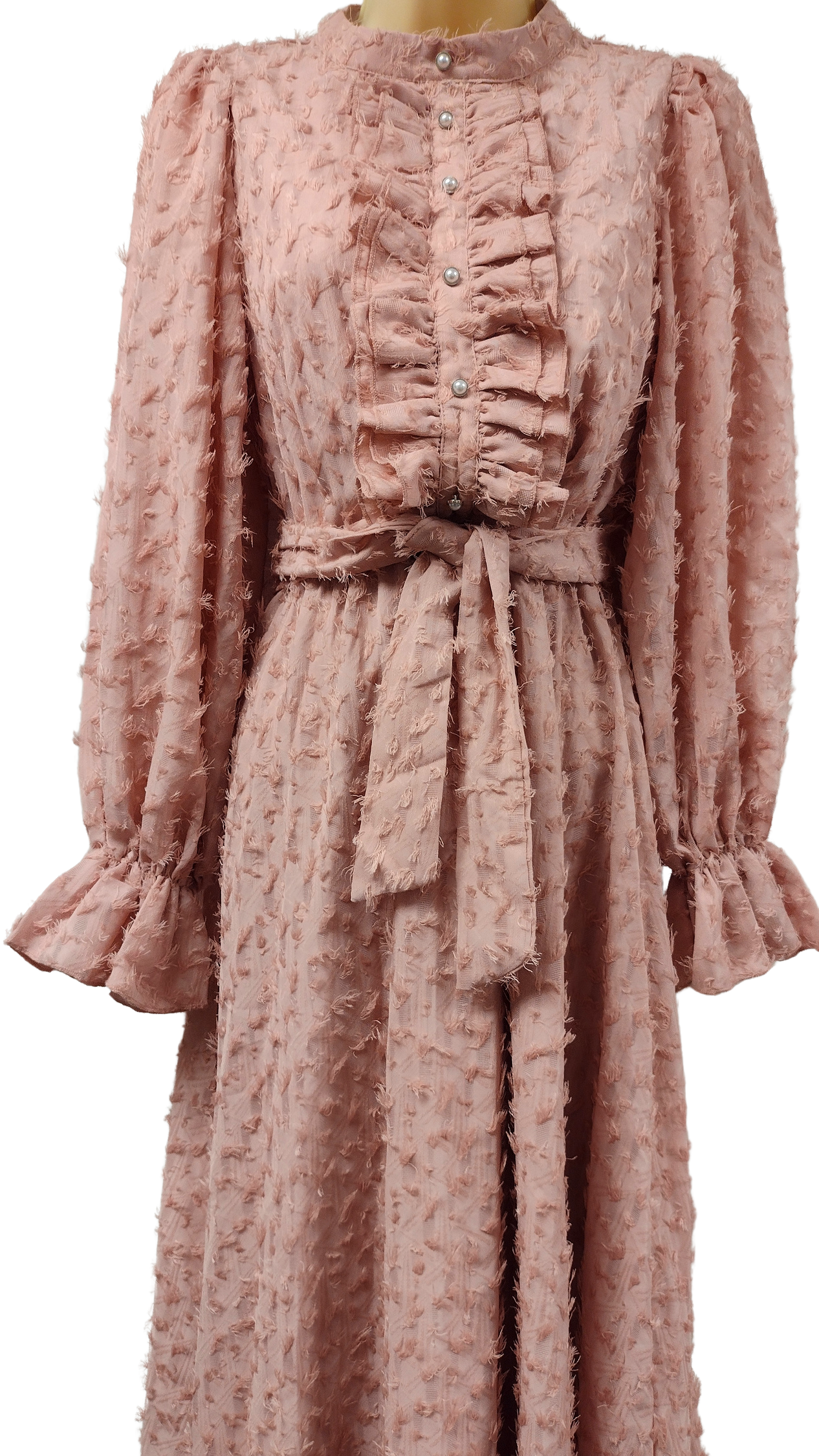 Textured Pink Midi Dress