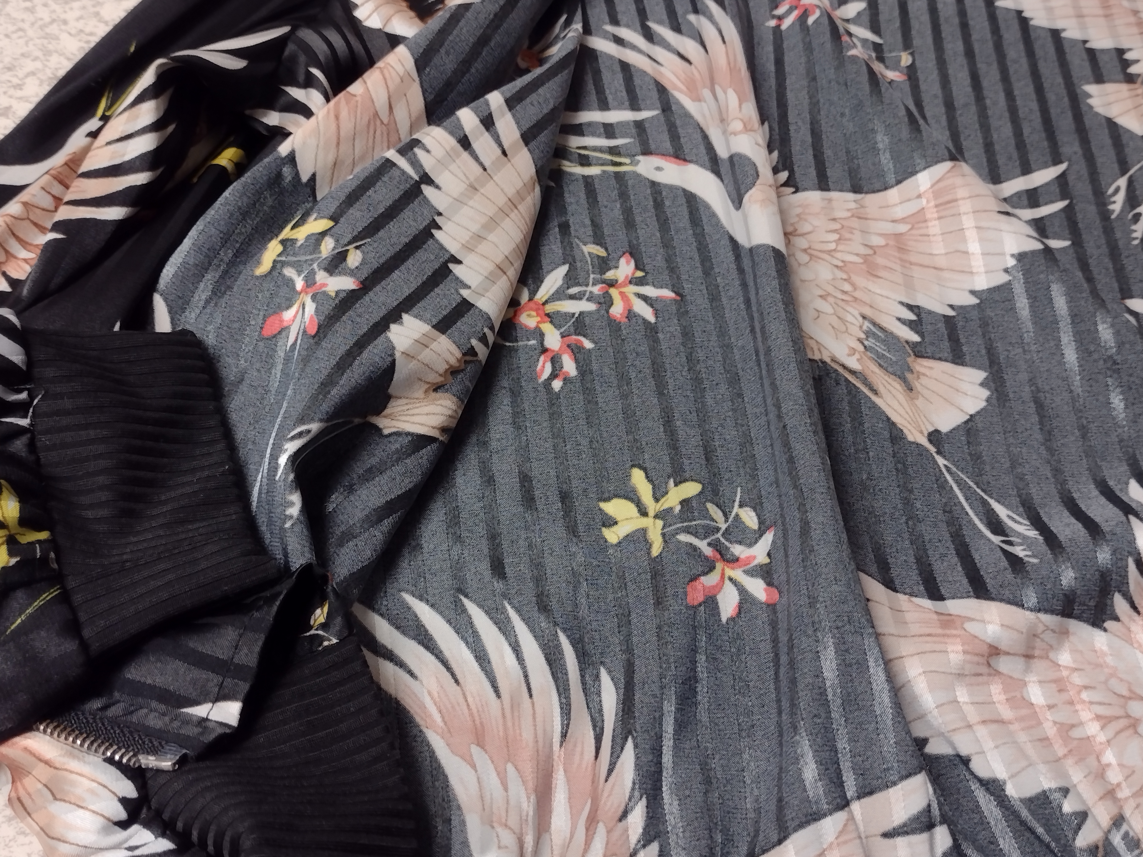 Crane Print Bomber Jacket