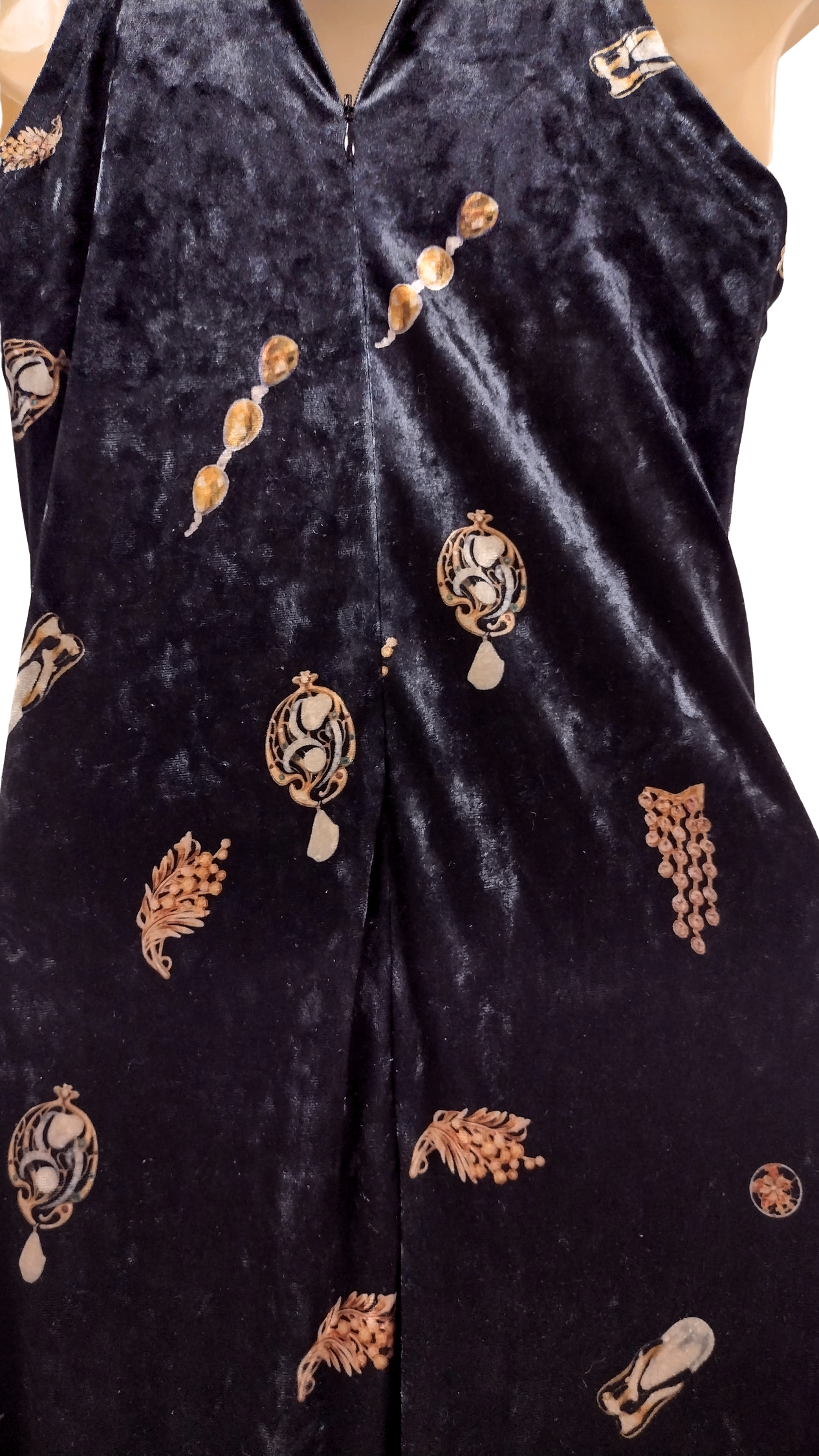 Velvet Embroidered Halter Dress