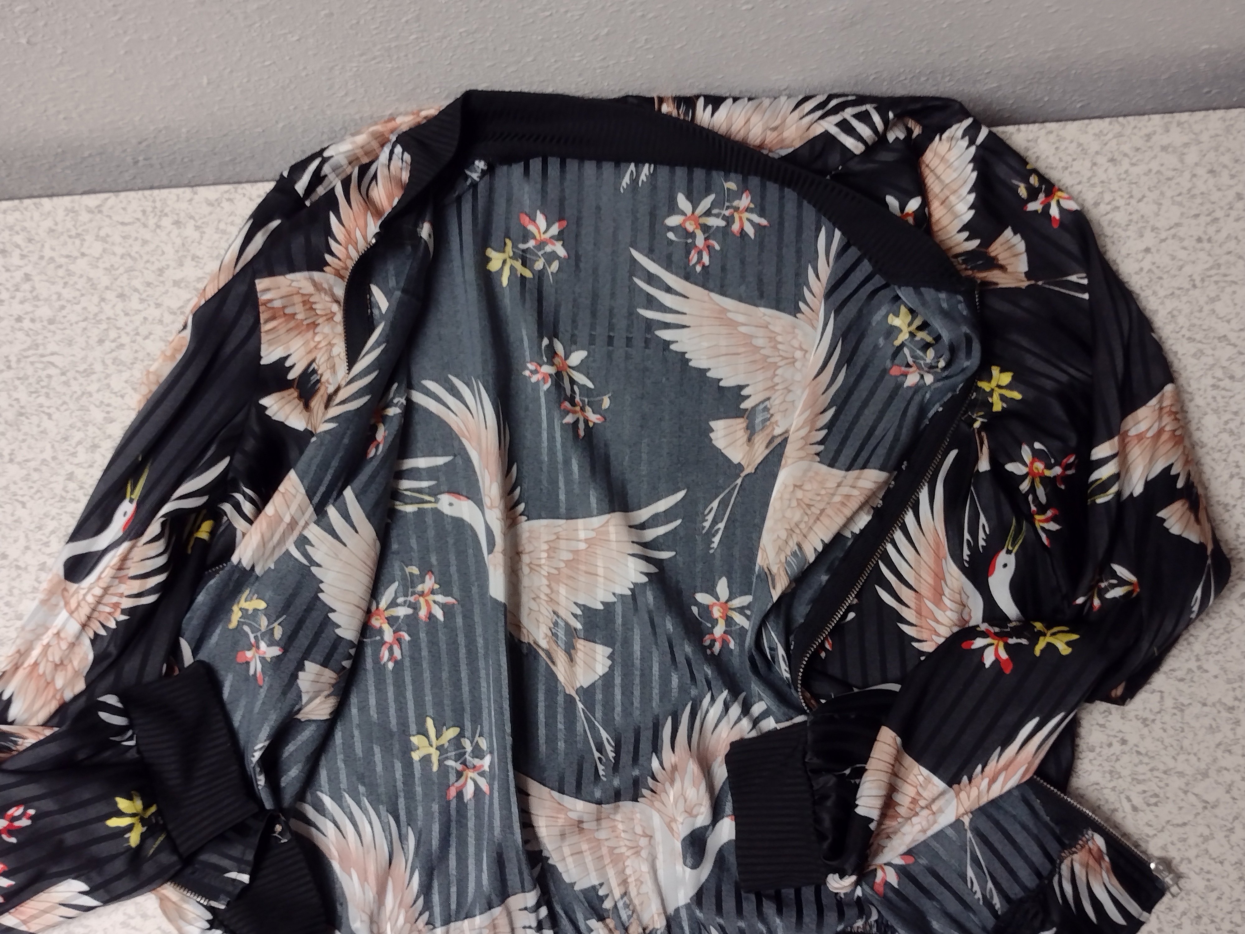 Crane Print Bomber Jacket