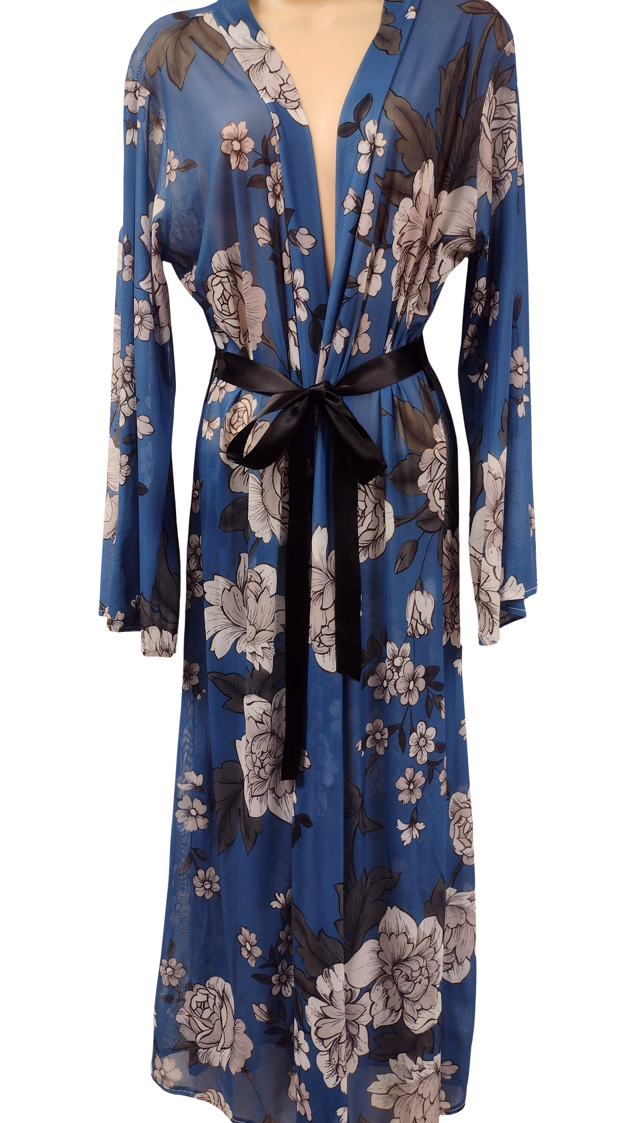 Semi-Sheer Floral Robe