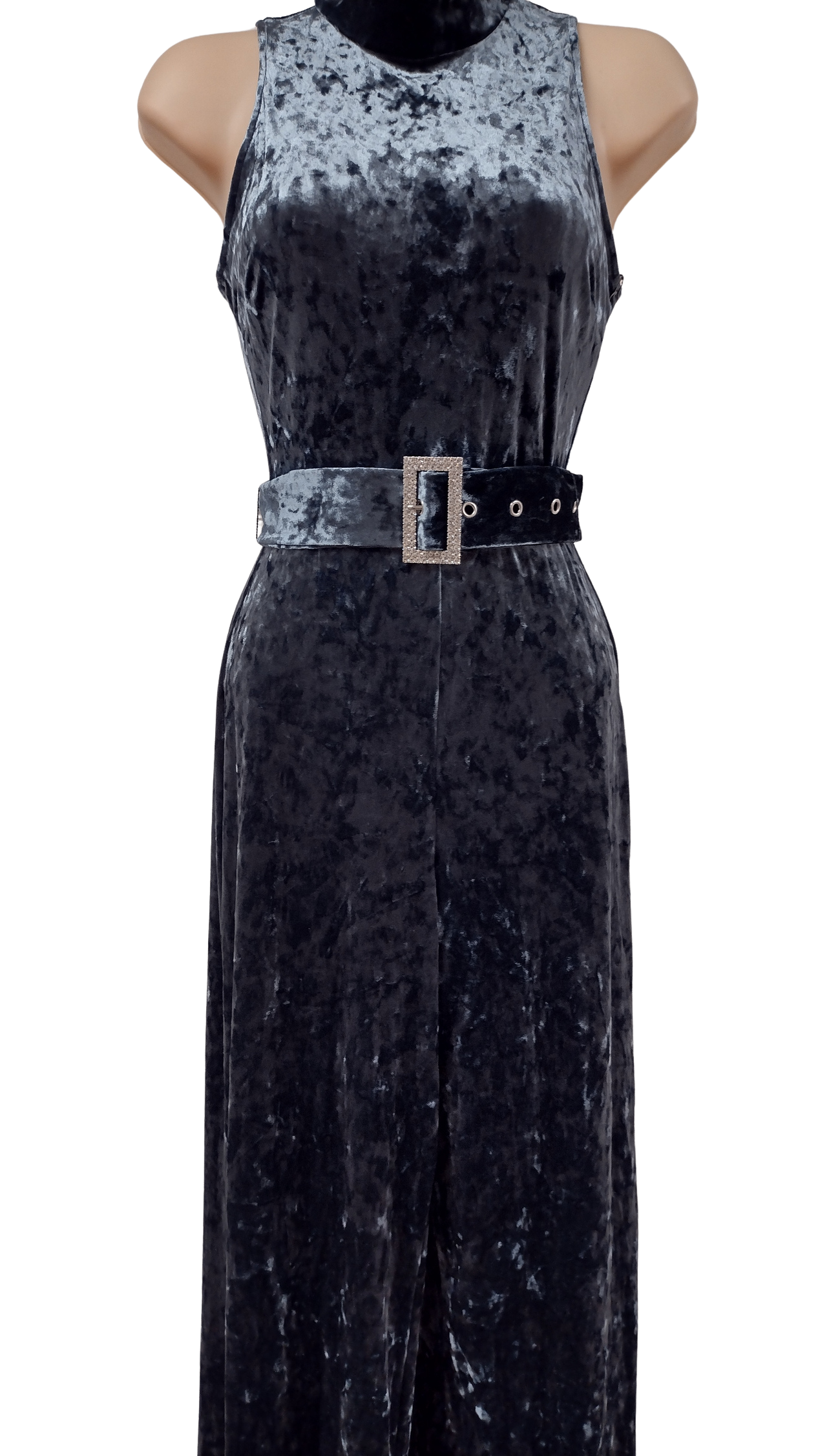 Crushed Velvet Halter Pantsuit