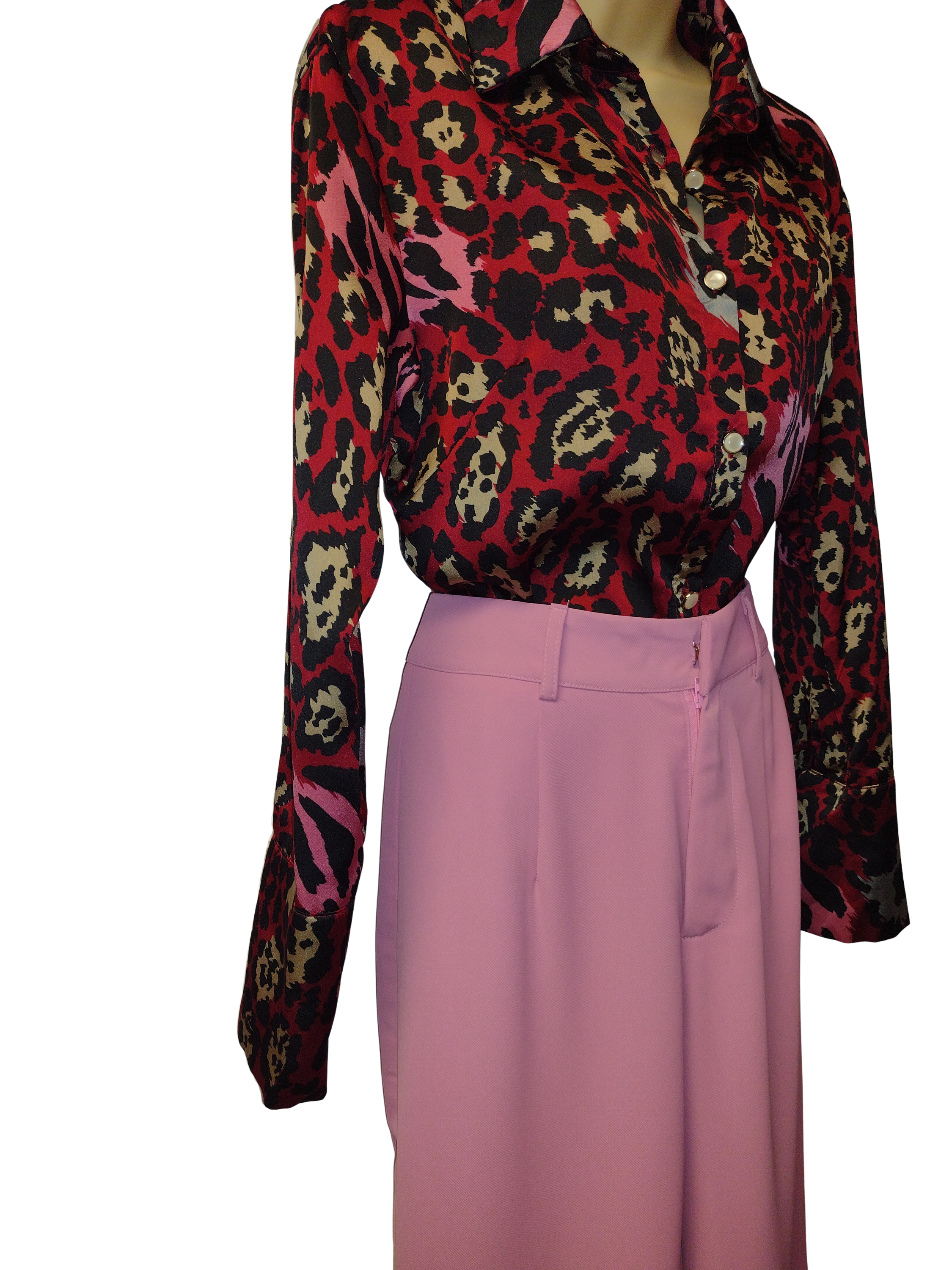 Leopard Print Satin Shirt & Pants