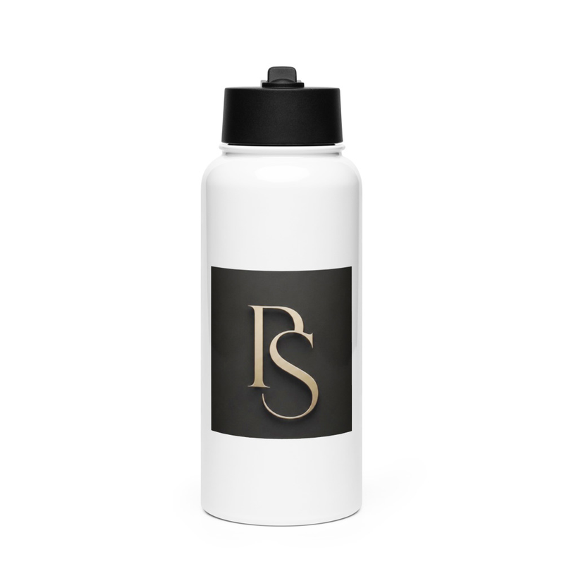 Stainless steel water bottle with a straw lid