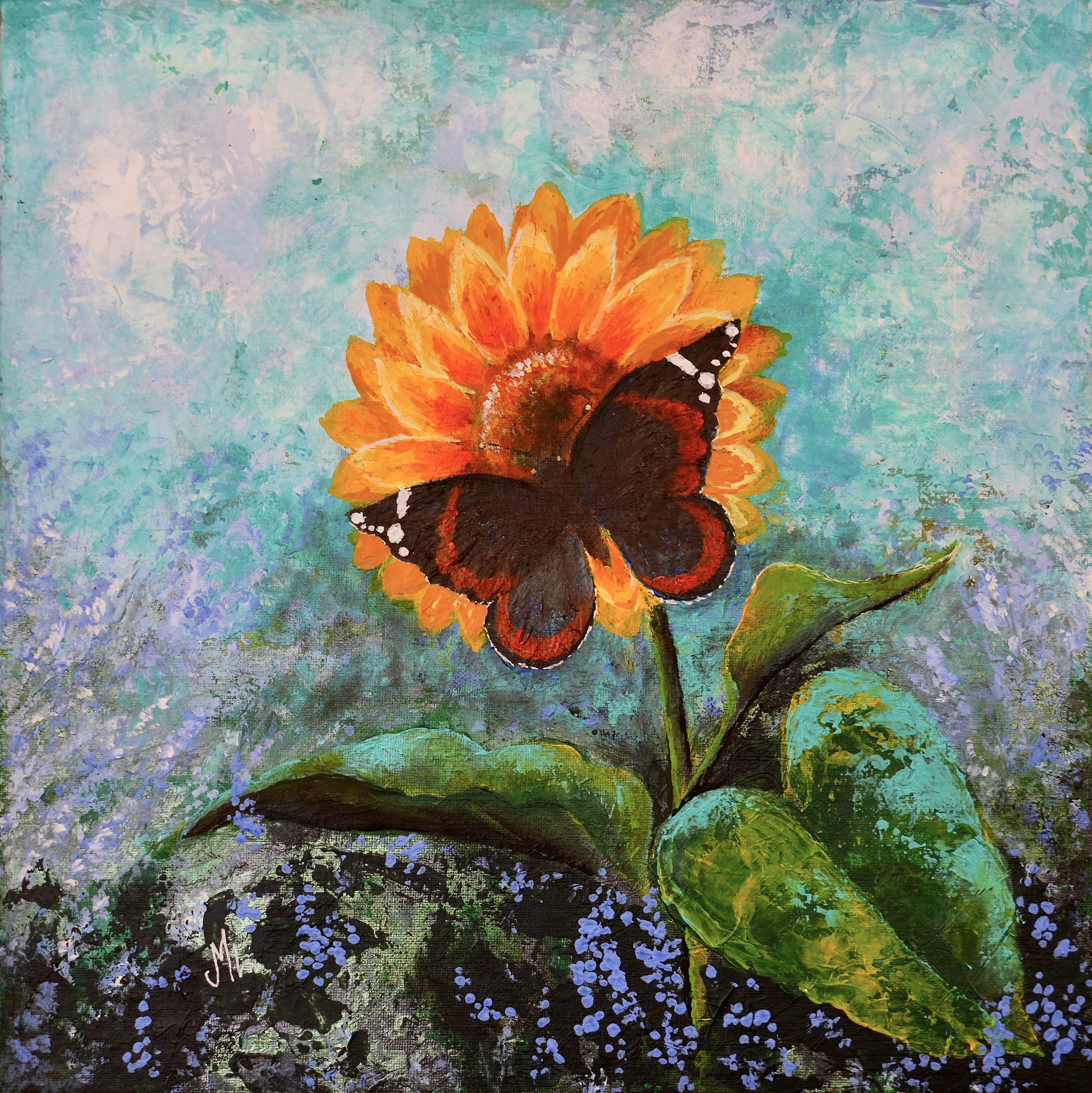 Following The Sun Acrylic Original 12 x 12 Art Decor