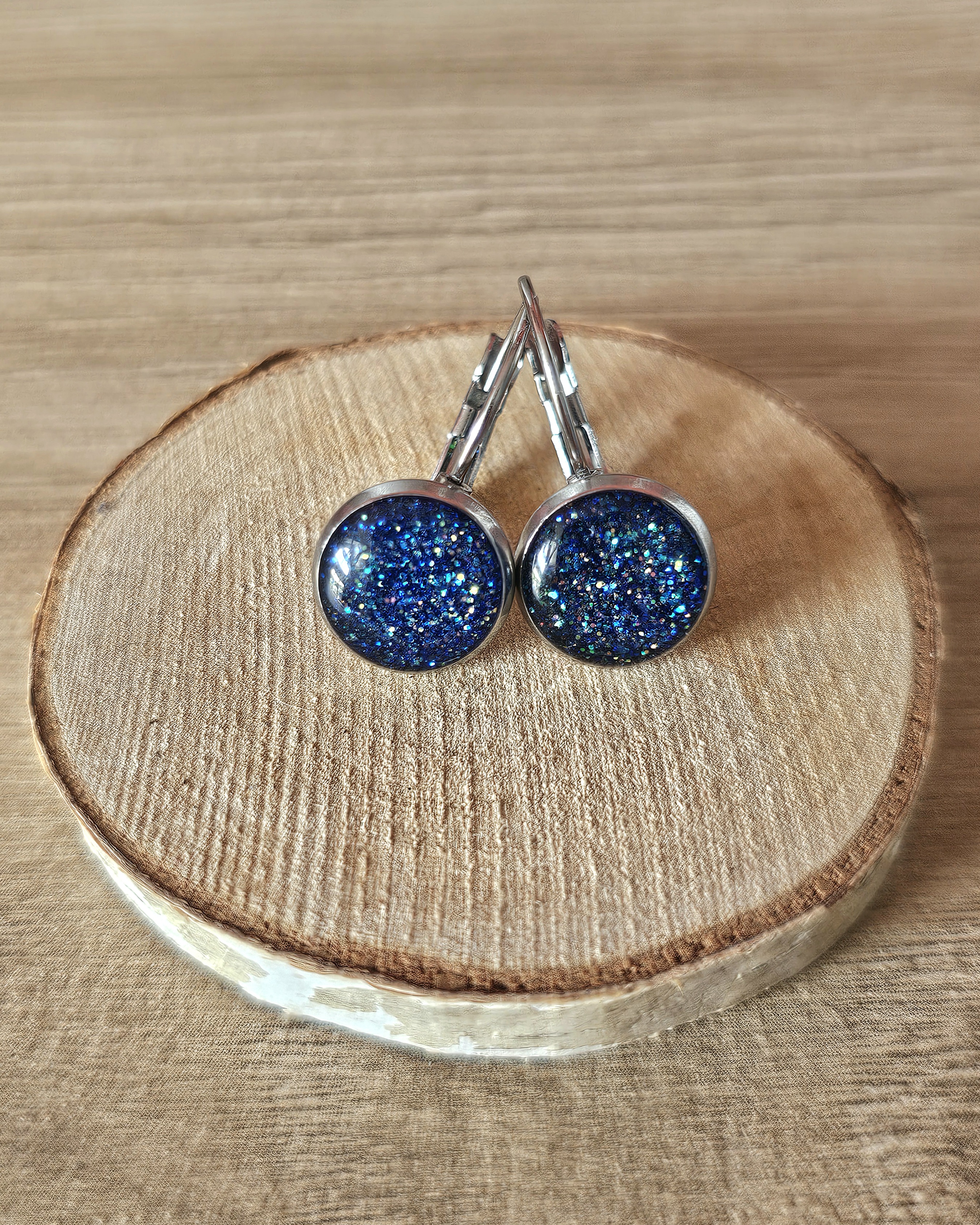 Boucles bleues "Paillettes"