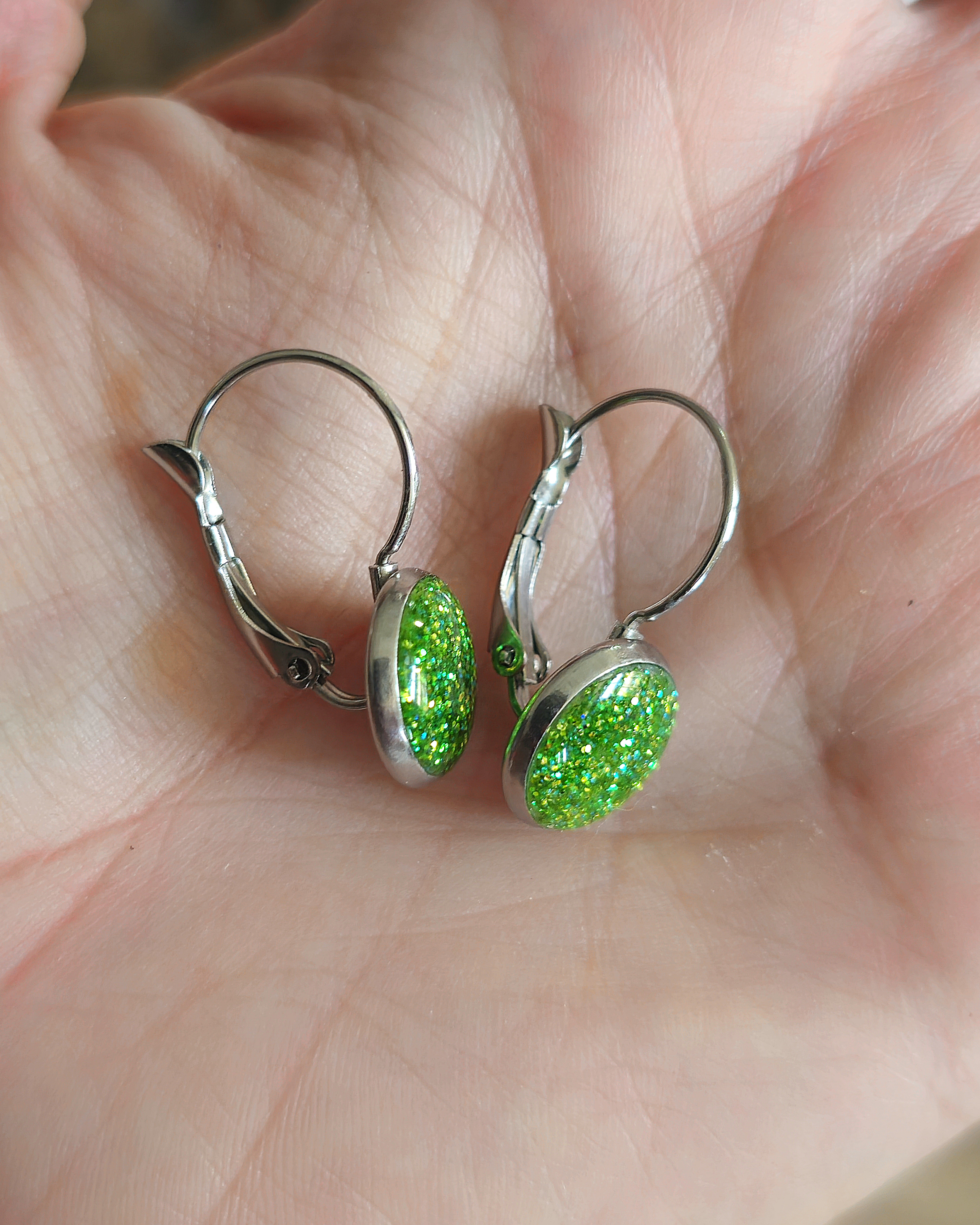 Boucles vertes "Paillettes"