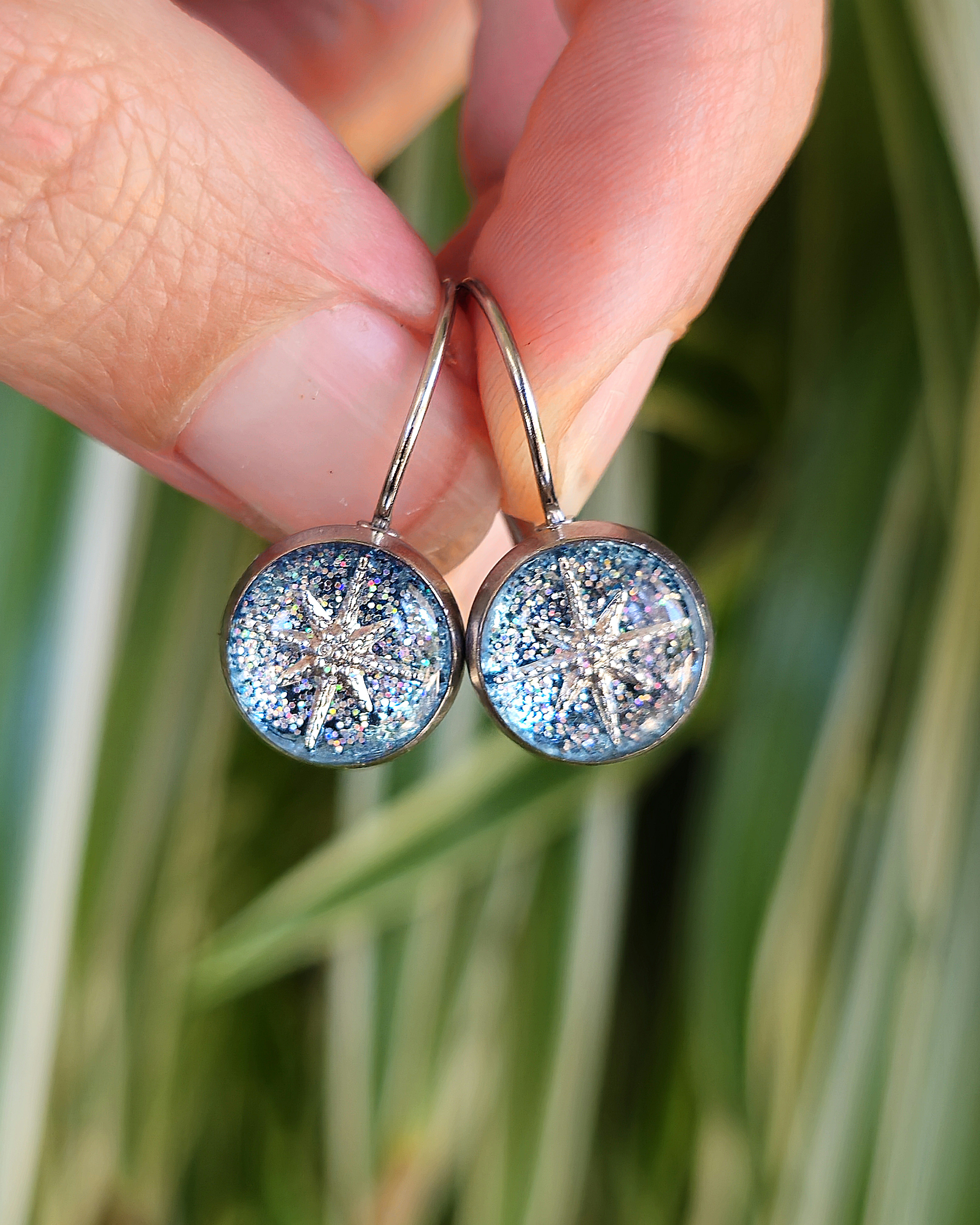Boucles bleues "Flocon de neige"