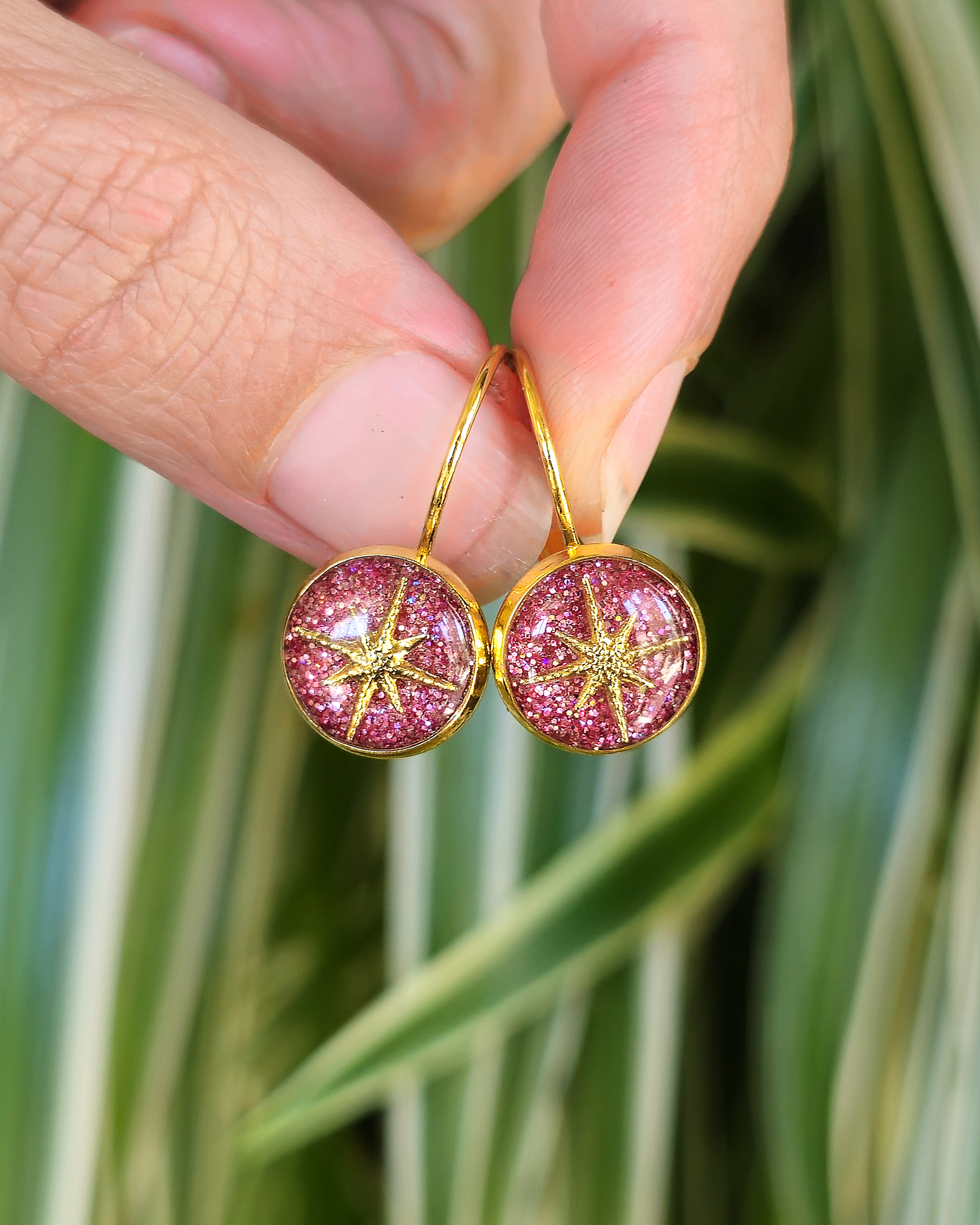 Boucles roses "Flocon de neige"