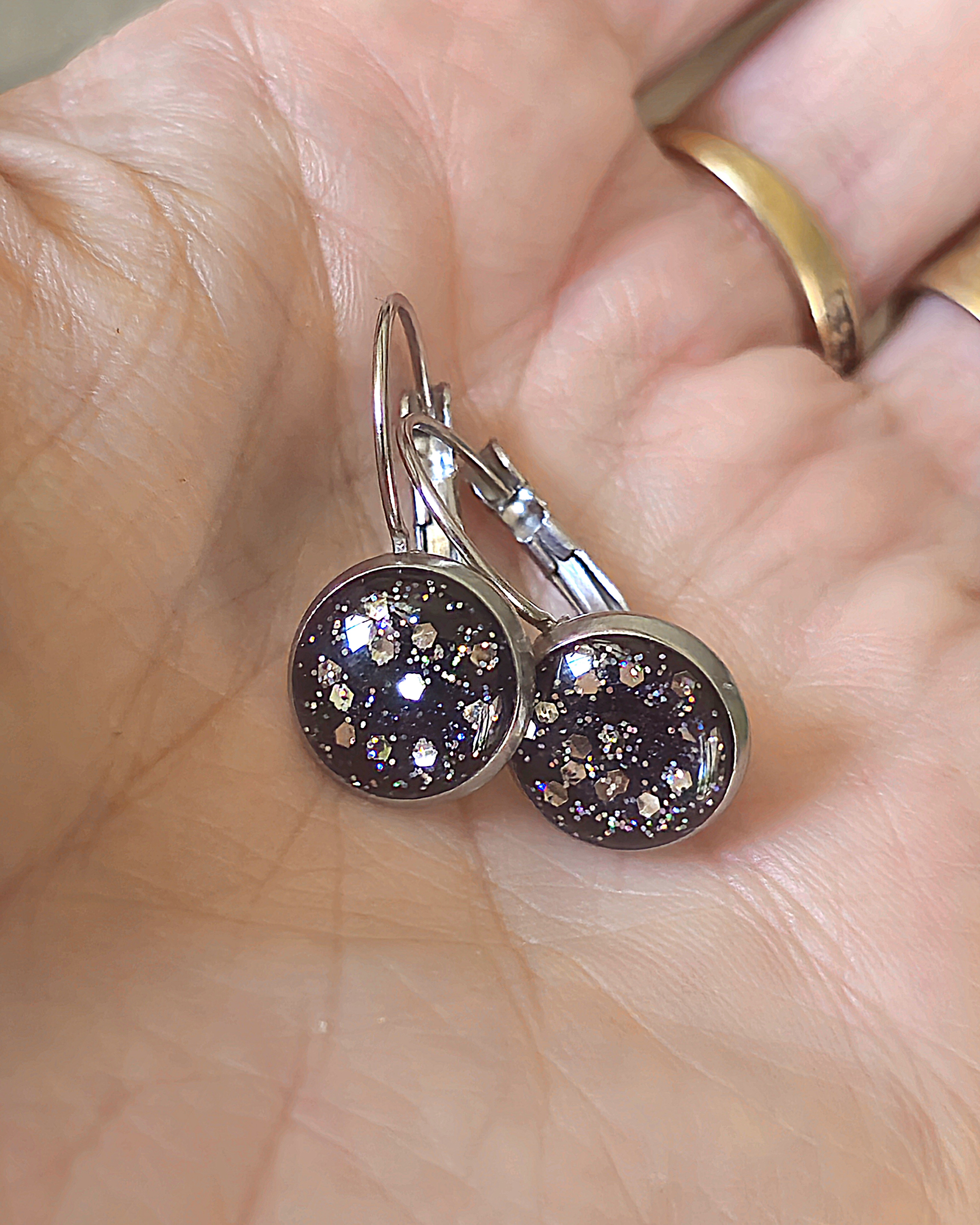 Boucles noires "Strass"
