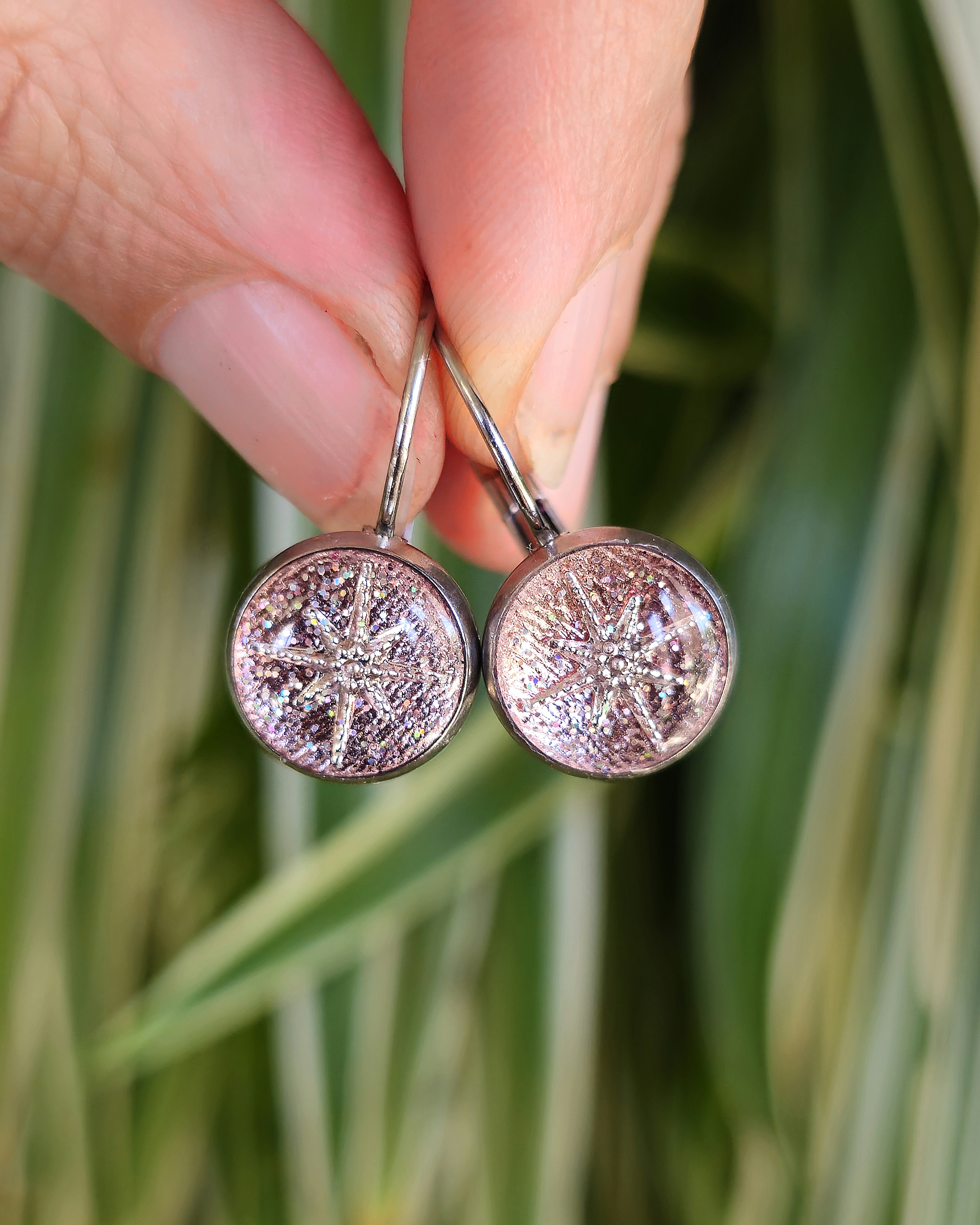 Boucles roses "Flocon de neige"