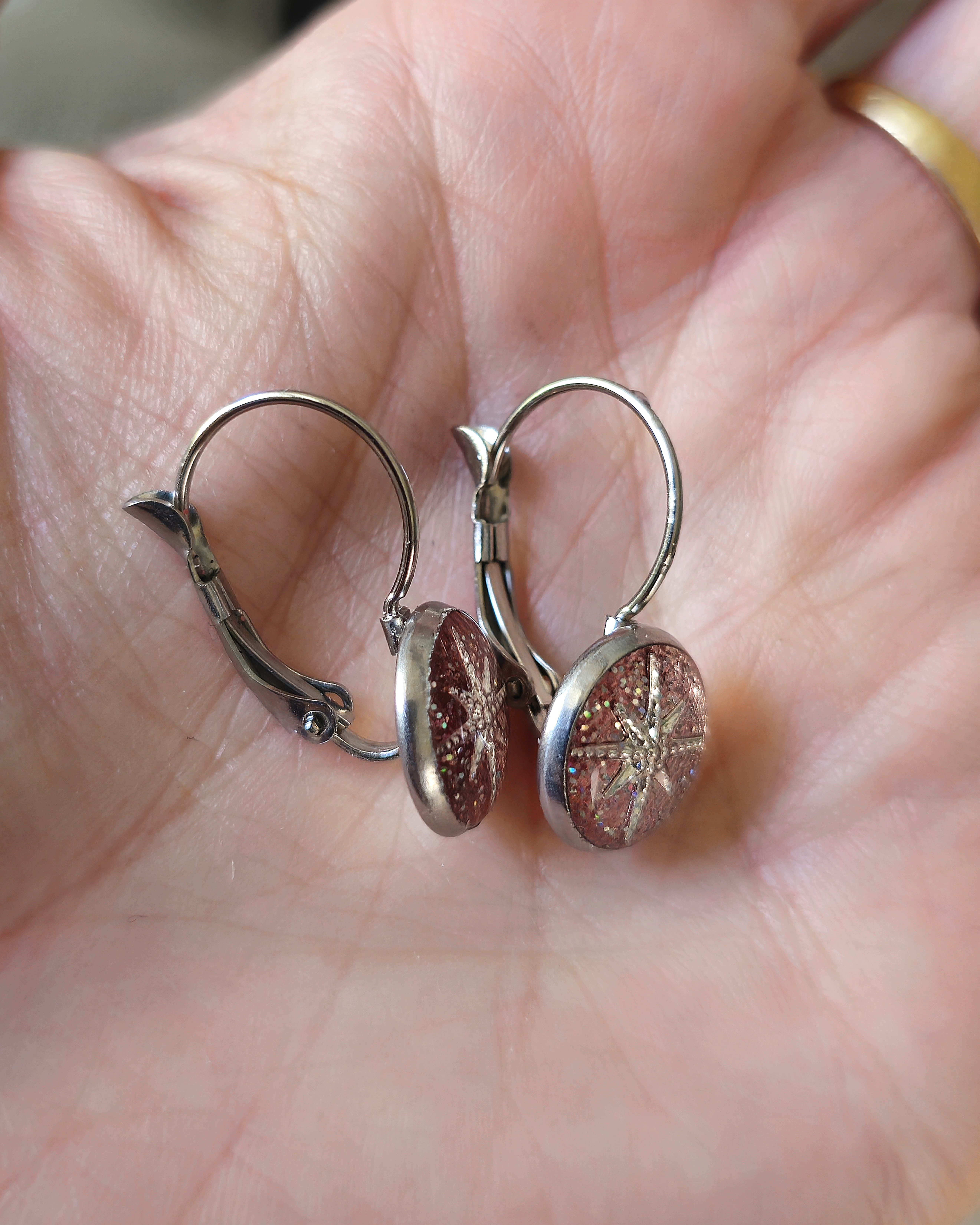 Boucles roses "Flocon de neige"