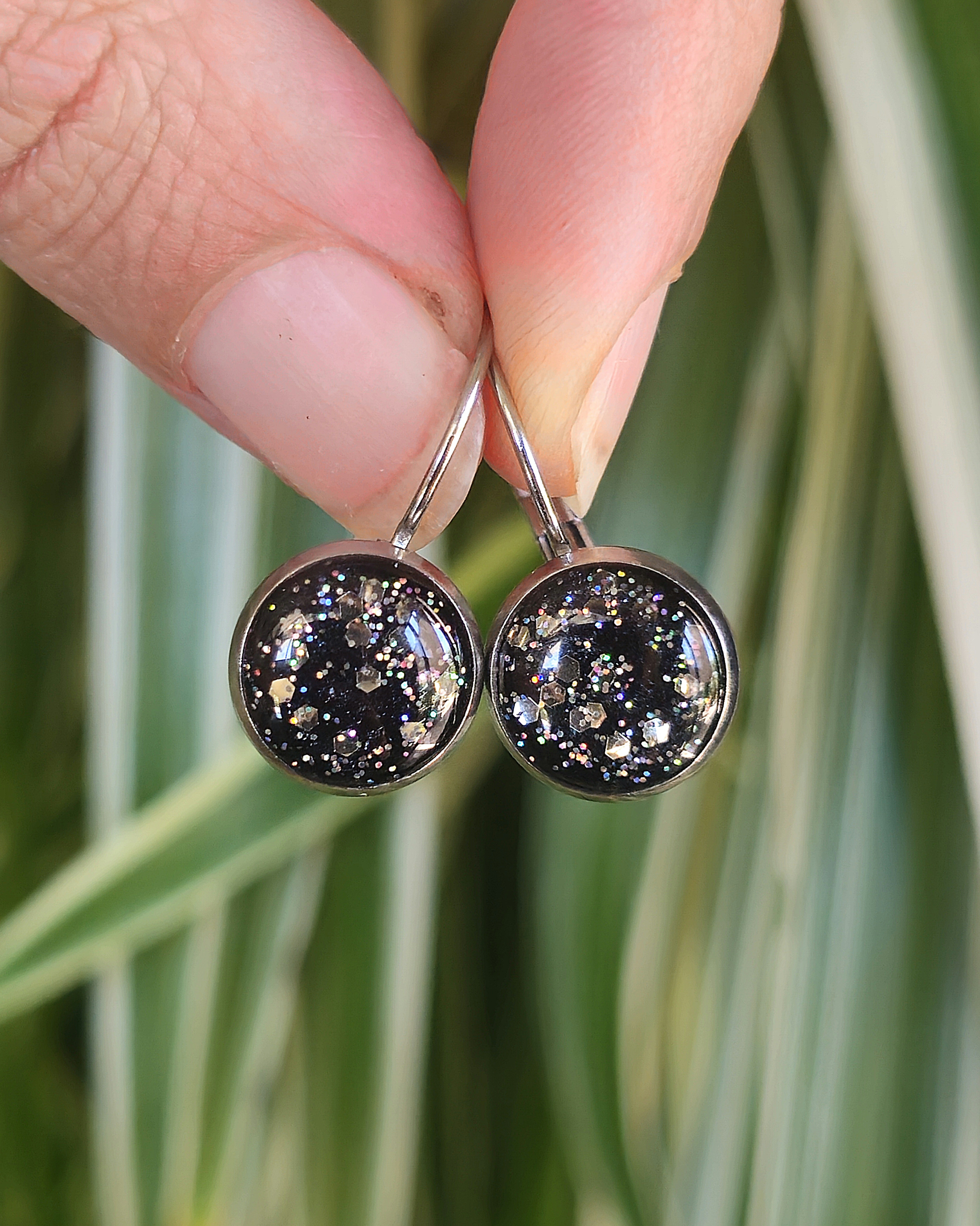 Boucles noires "Strass"