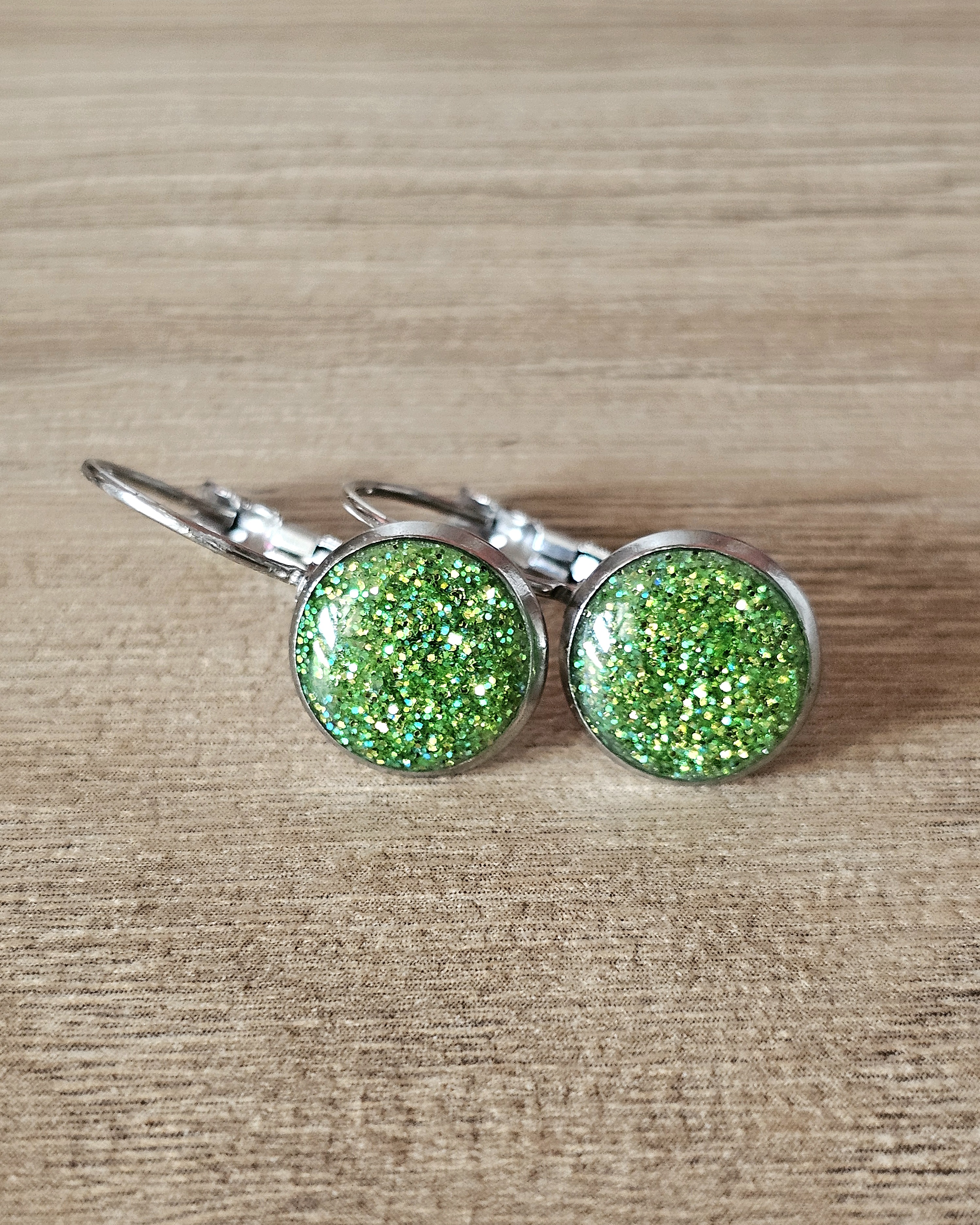 Boucles vertes "Paillettes"
