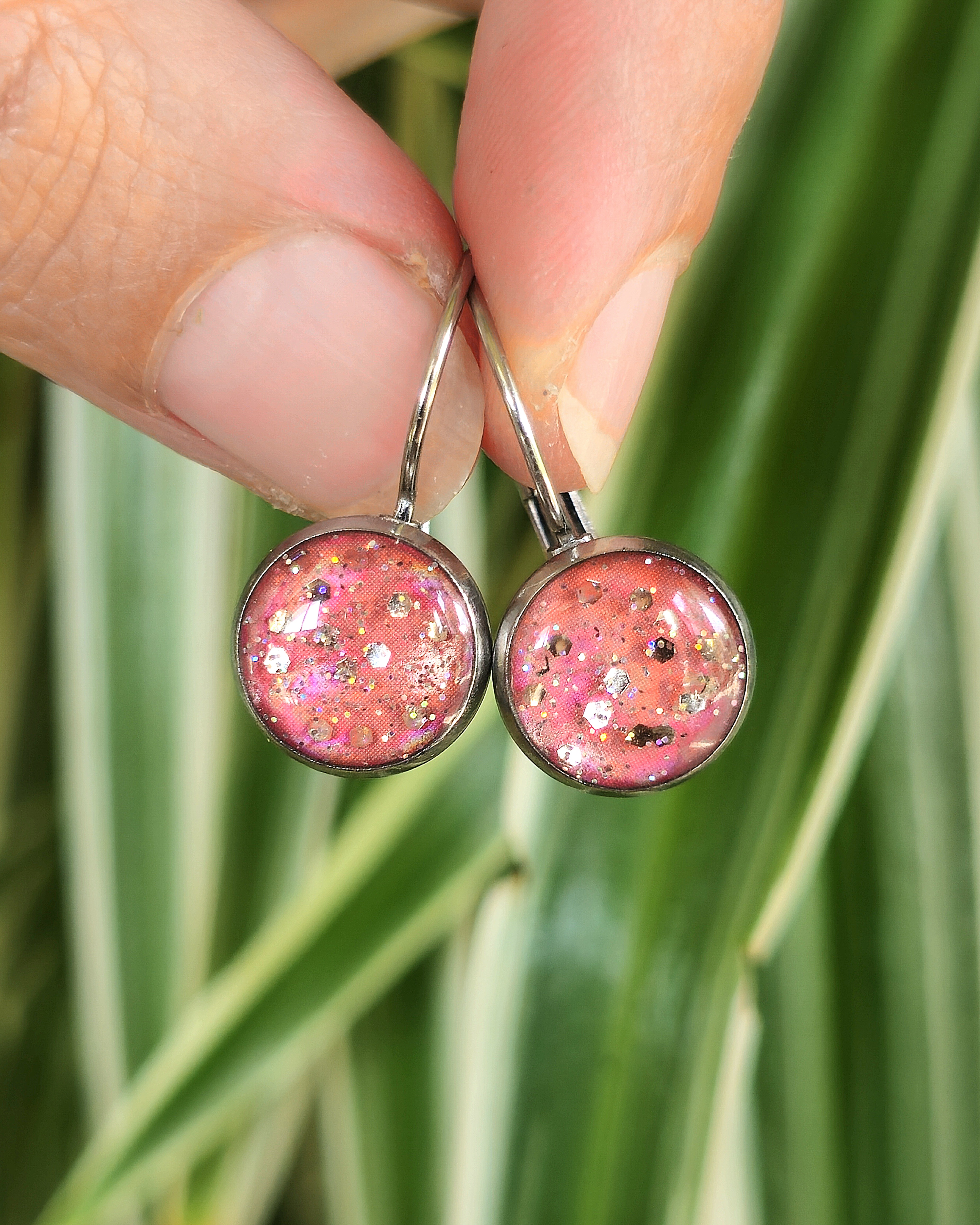 Boucles oranges "Strass"