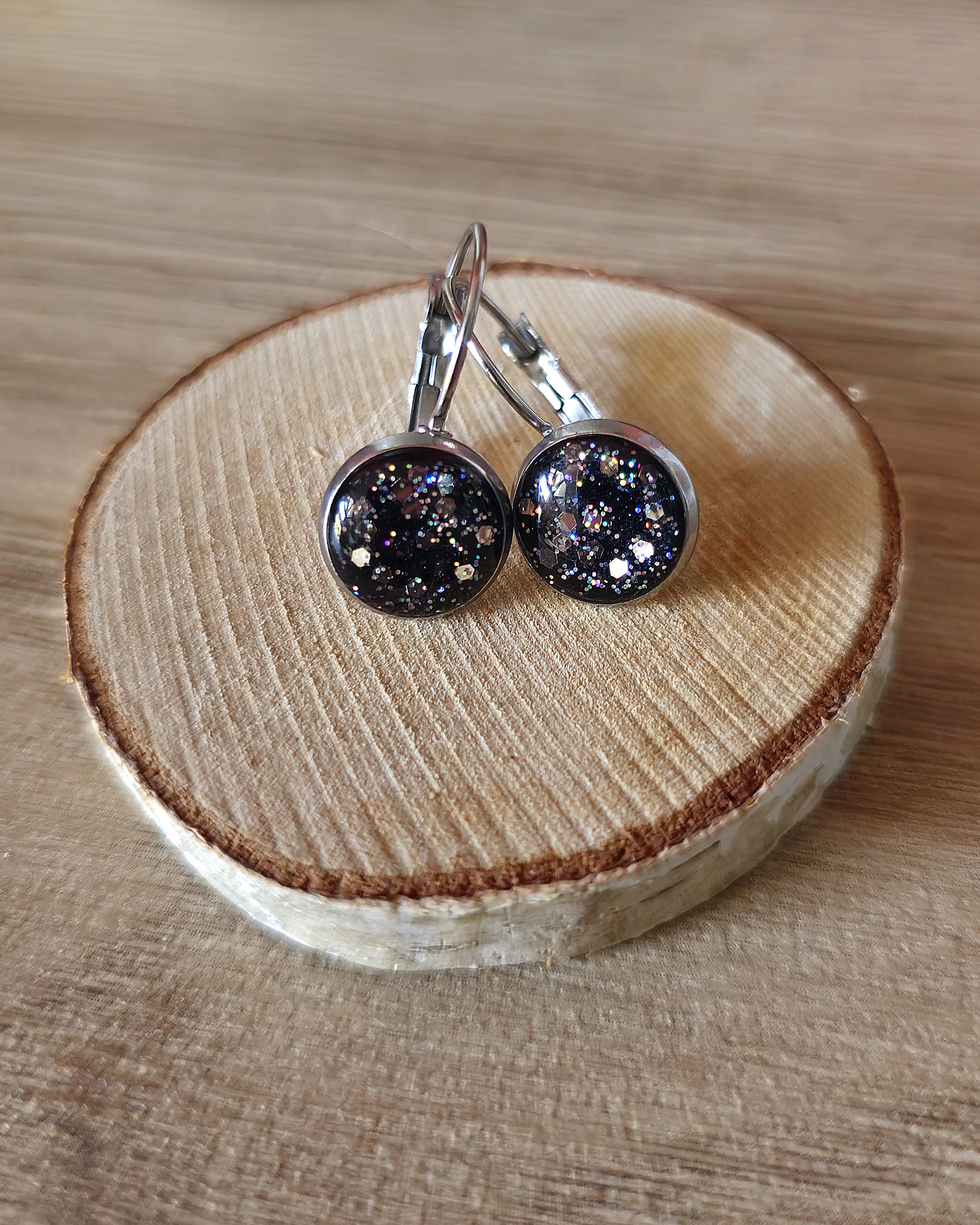 Boucles noires "Strass"