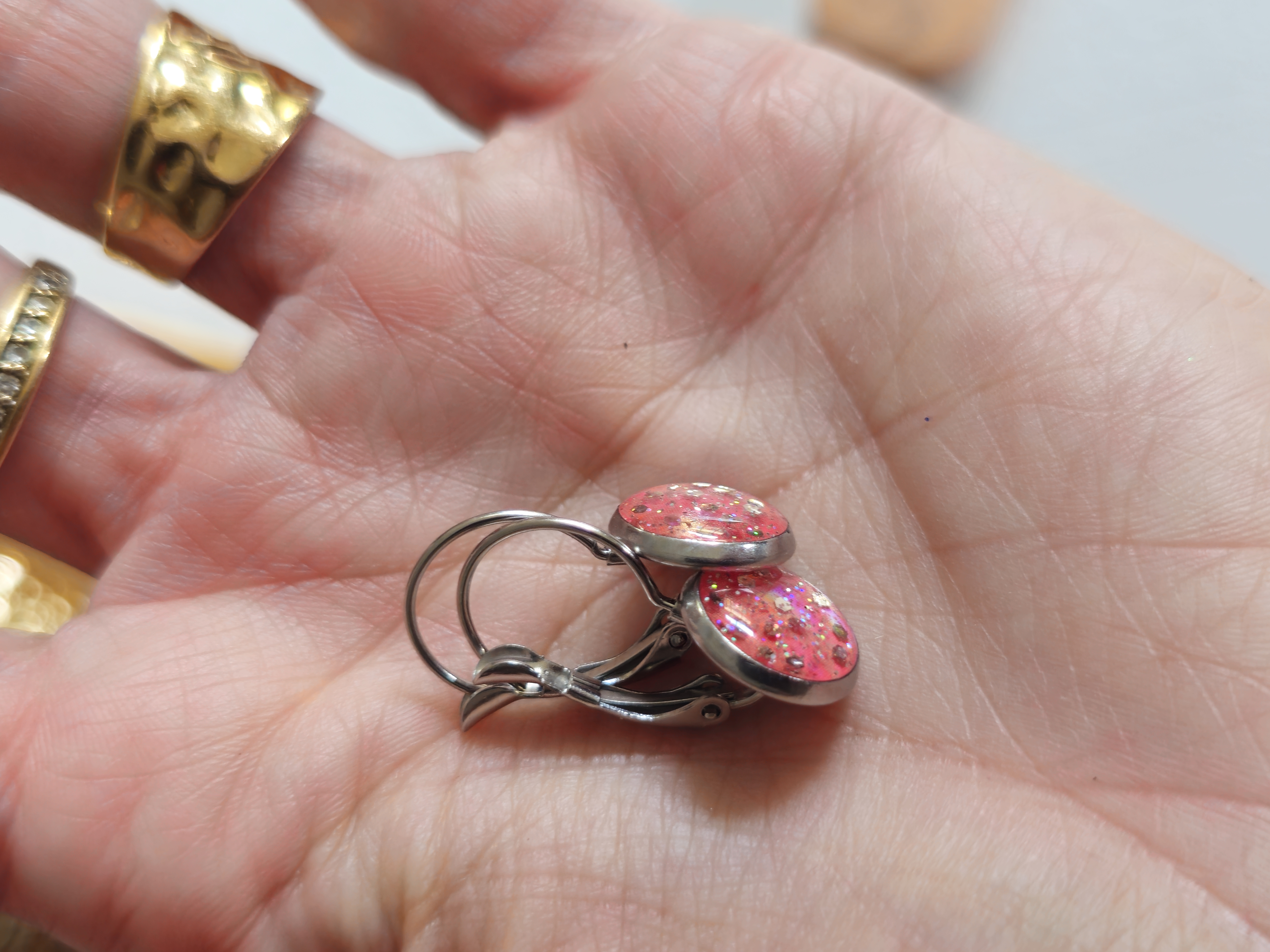 Boucles oranges "Strass"