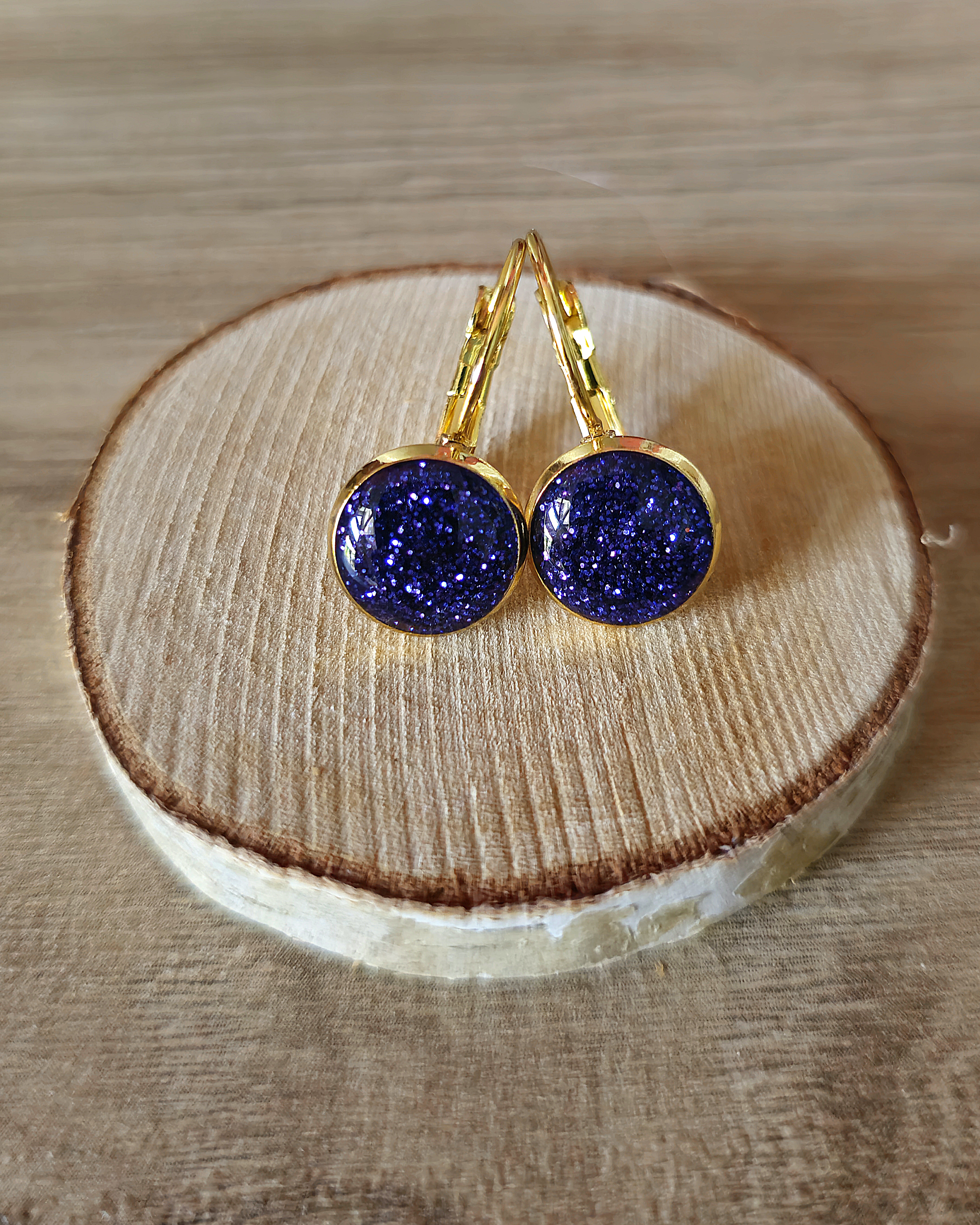 Boucles pailletées bleues