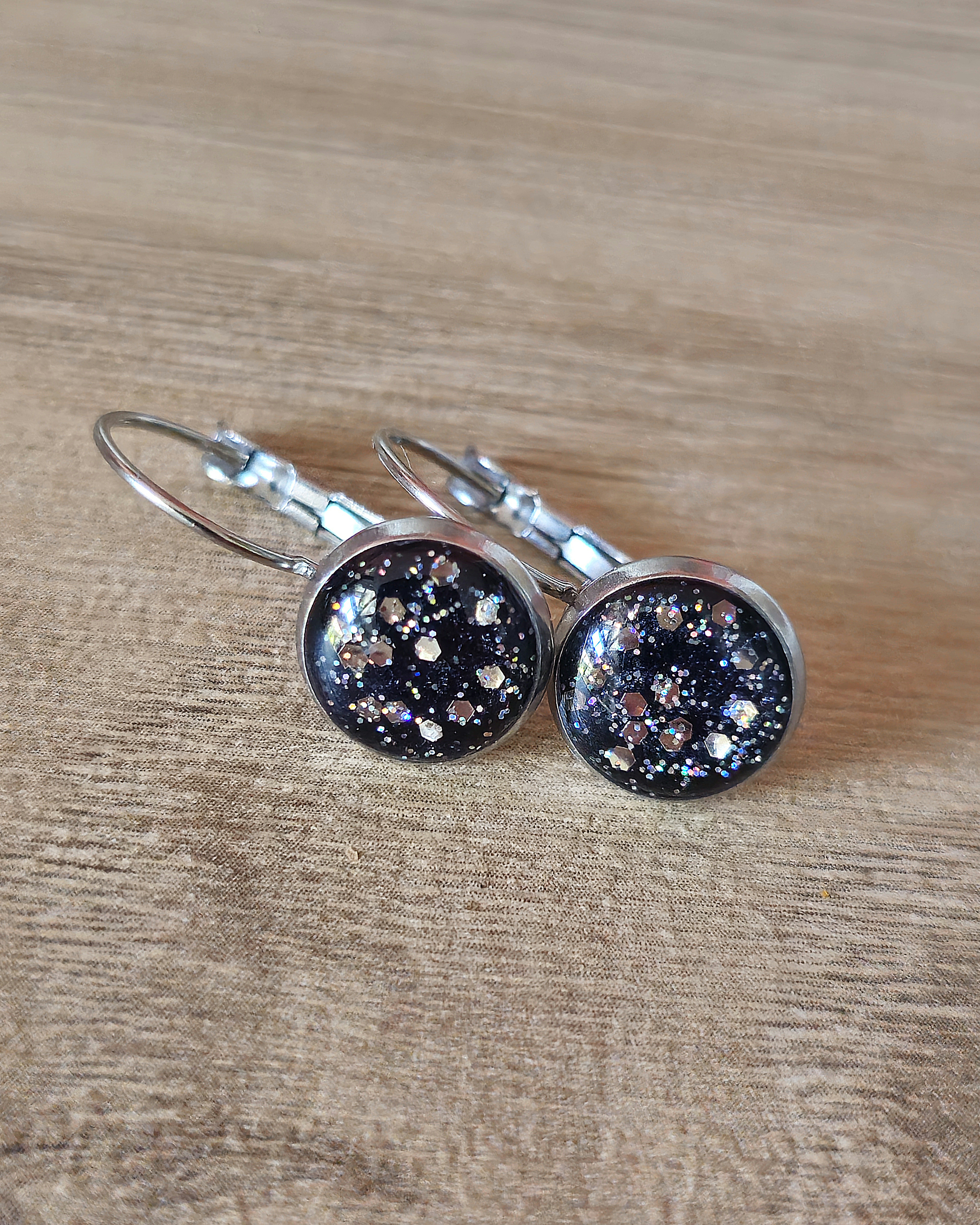 Boucles noires "Strass"