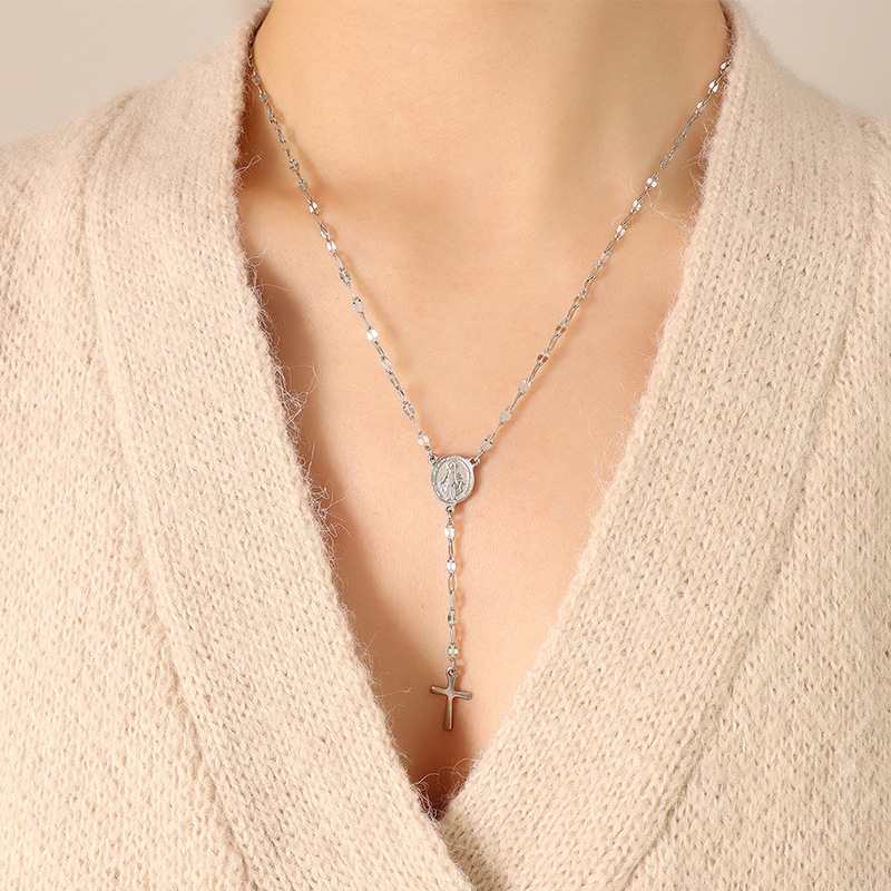 Portrait Cross Pendant Necklace