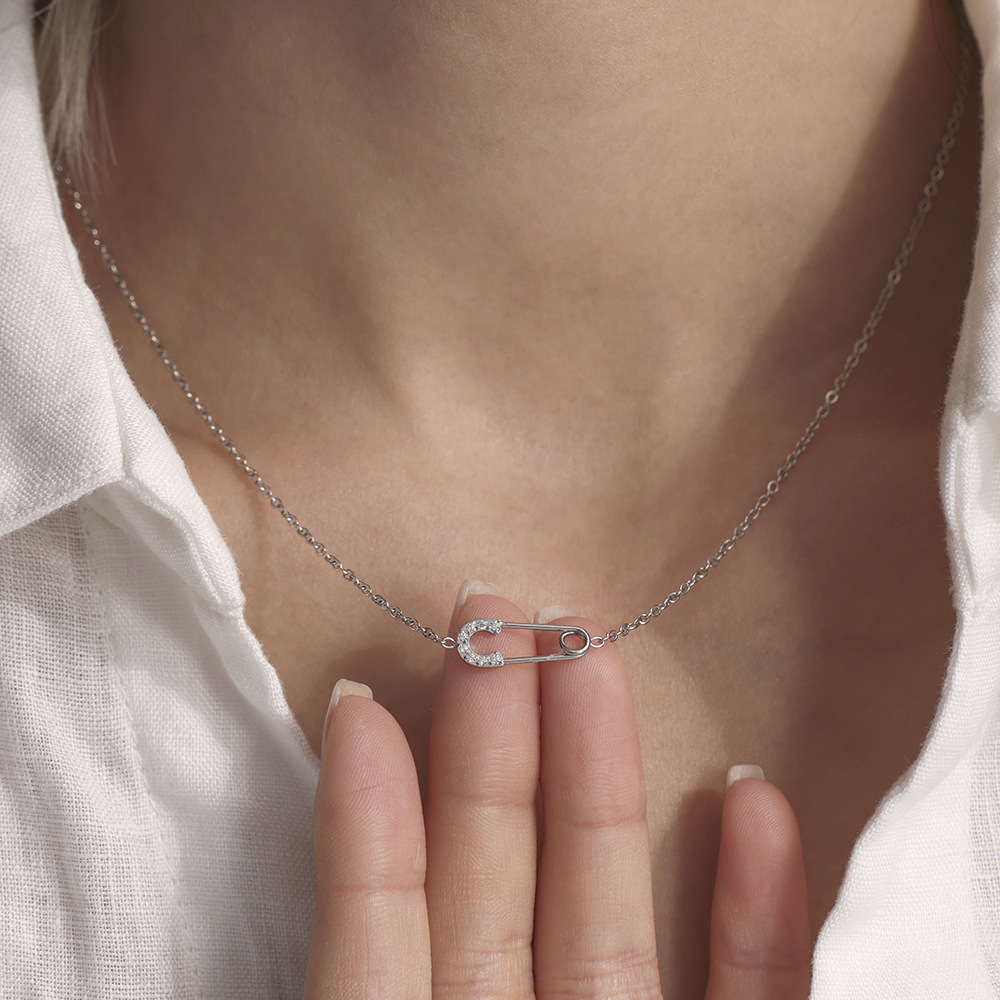 Gold Stainless Steel Pin Necklace