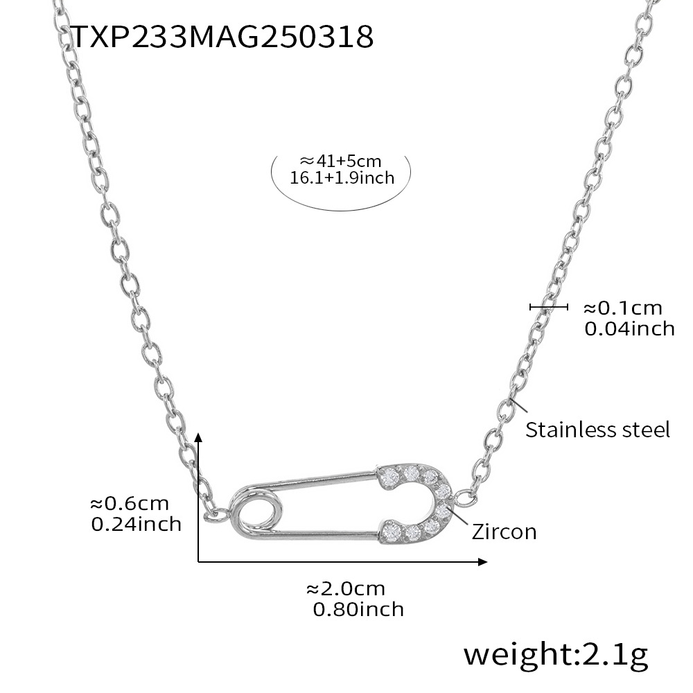 Gold Stainless Steel Pin Necklace