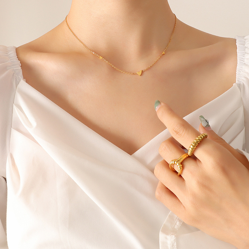 Stainless Steel 18k Gold-plated Heart Necklace