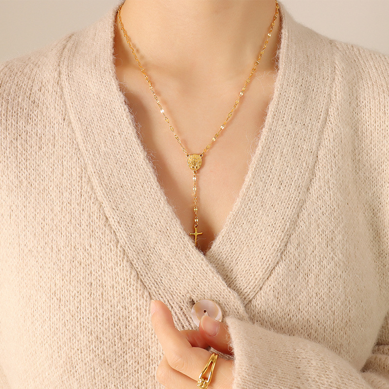 Portrait Cross Pendant Necklace