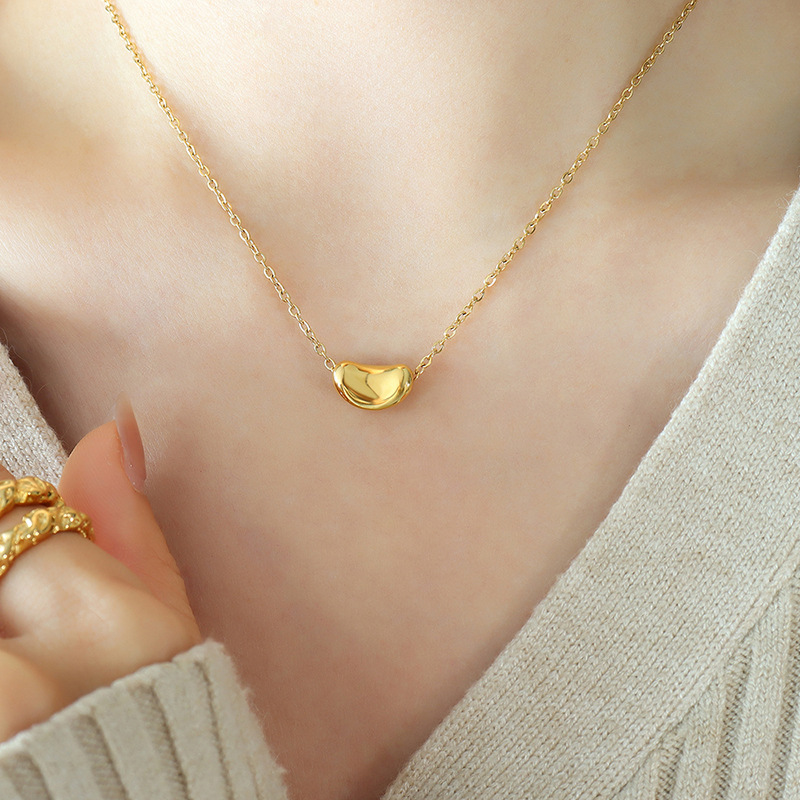 Minimalist Lucky Gold Bean Necklace