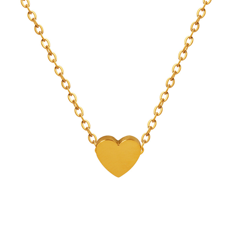 Stainless Steel Gold Plated Heart Pendant Necklace
