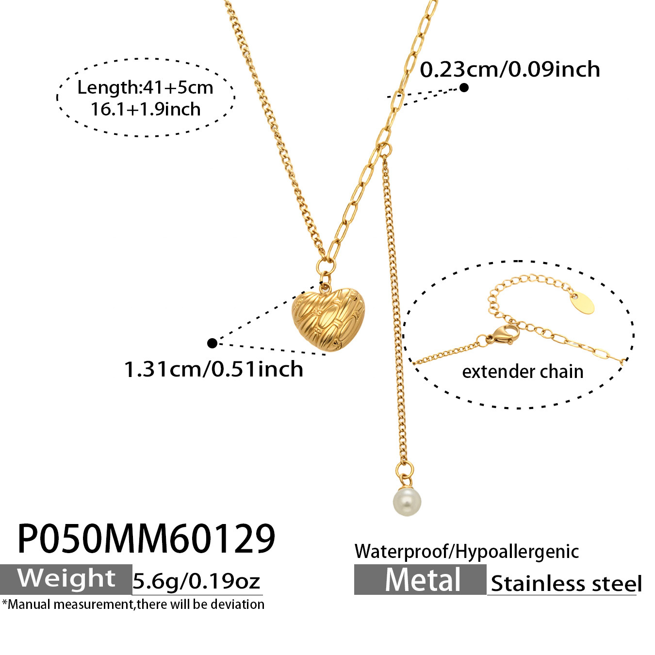 Heart Pendant Stainless Steel Necklace