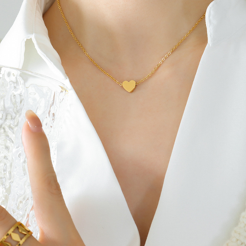 Stainless Steel Gold Plated Heart Pendant Necklace