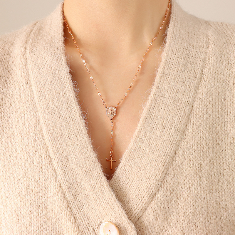 Portrait Cross Pendant Necklace