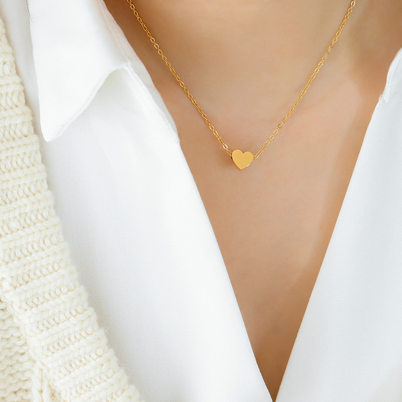 Stainless Steel Gold Plated Heart Pendant Necklace