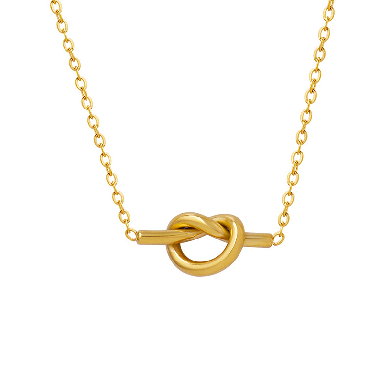 316L Stainless Steel Gold-Plated Knot Pendant Necklace