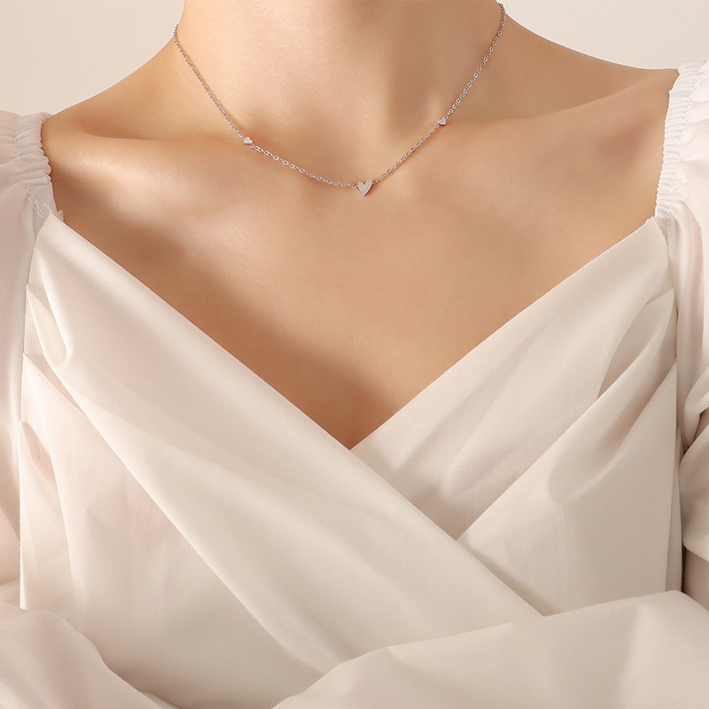 Stainless Steel 18k Gold-plated Heart Necklace