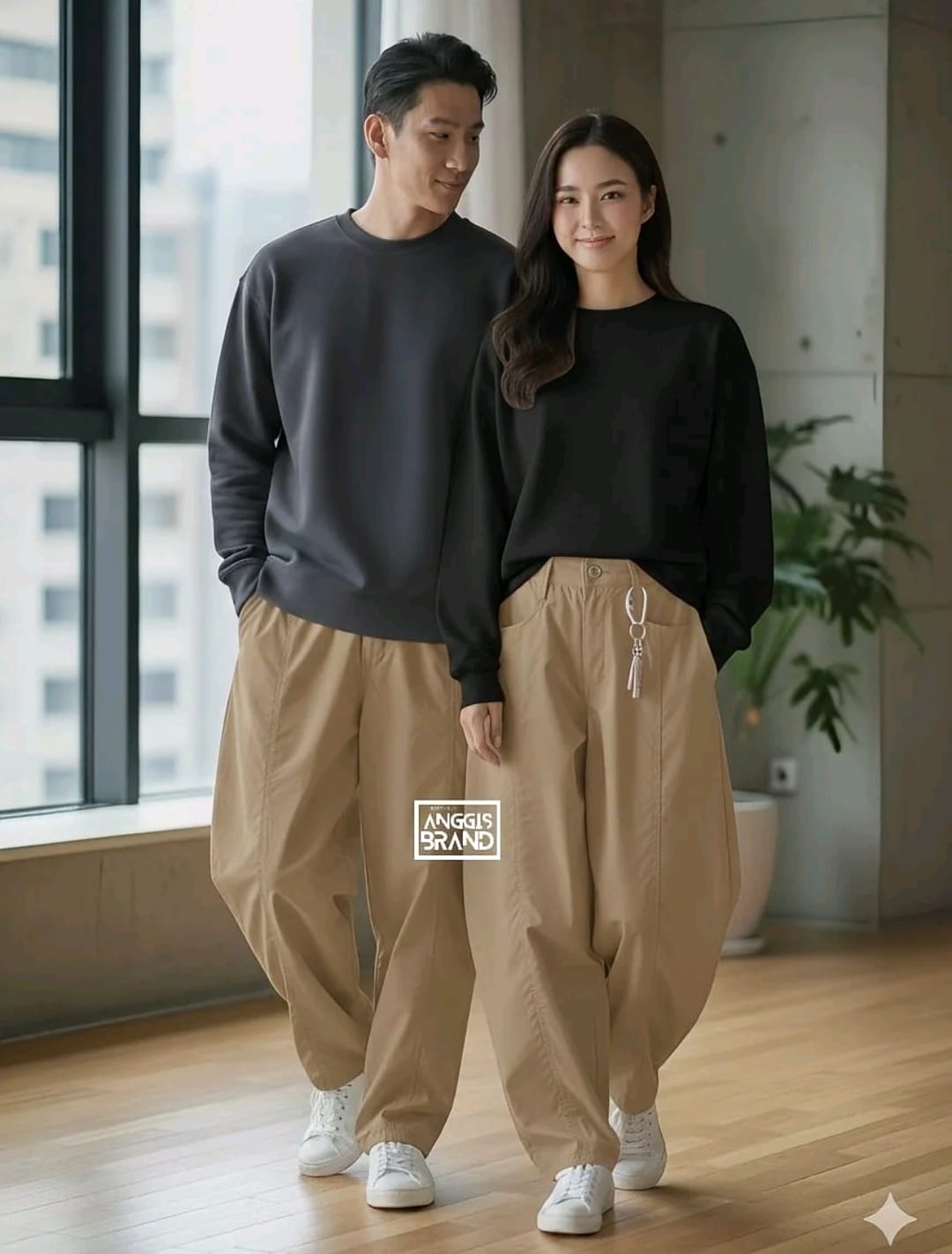 Unisex Celana Panjang  Baggy Fit Barrel Pants Celana Panjang Loose Pants