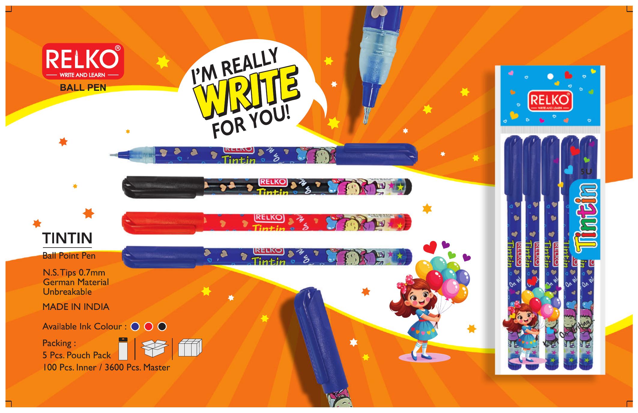 Relko Tintin Ball Point Pen Pack