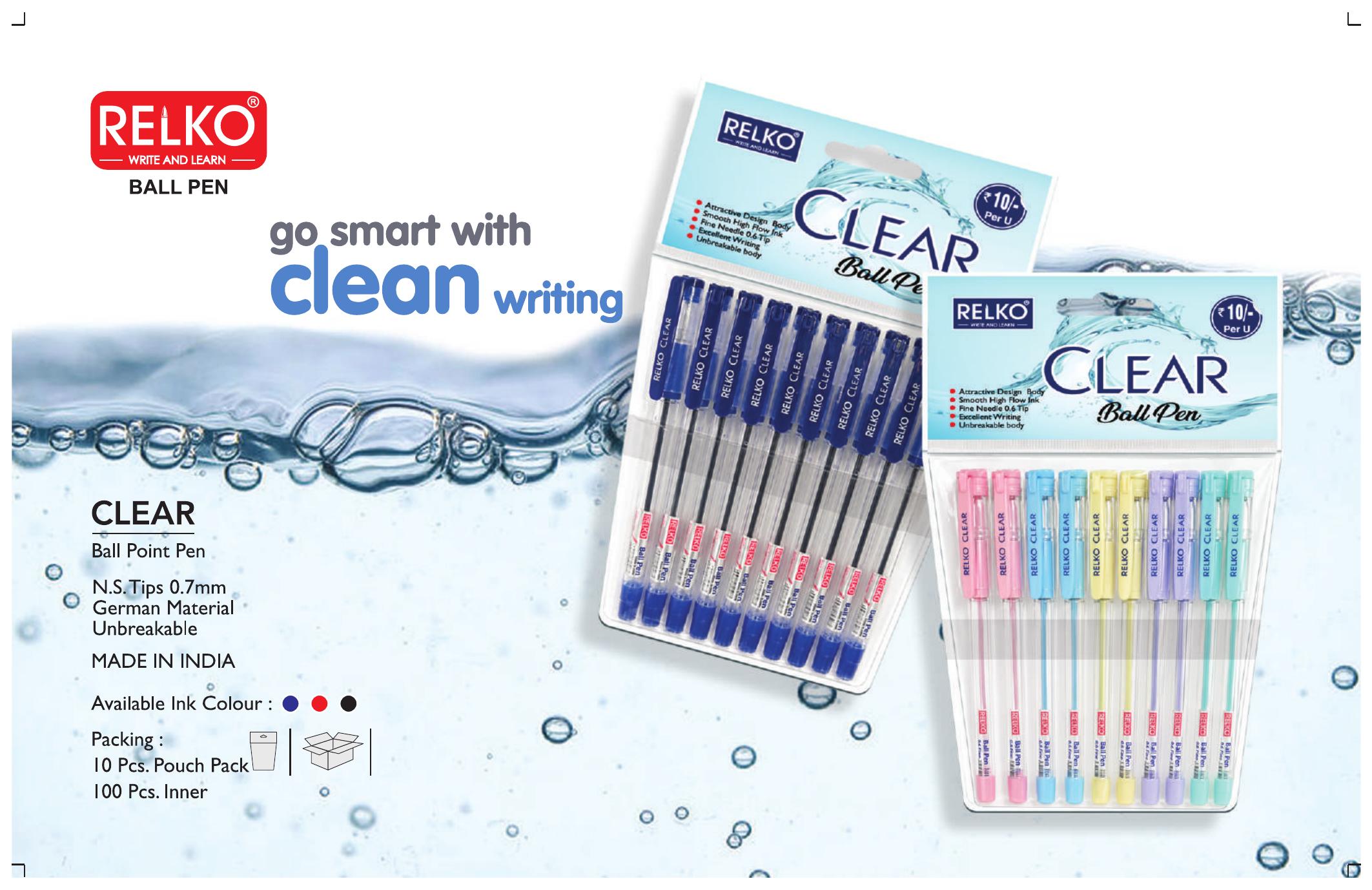 RELKO Clear Ball Pen Pack