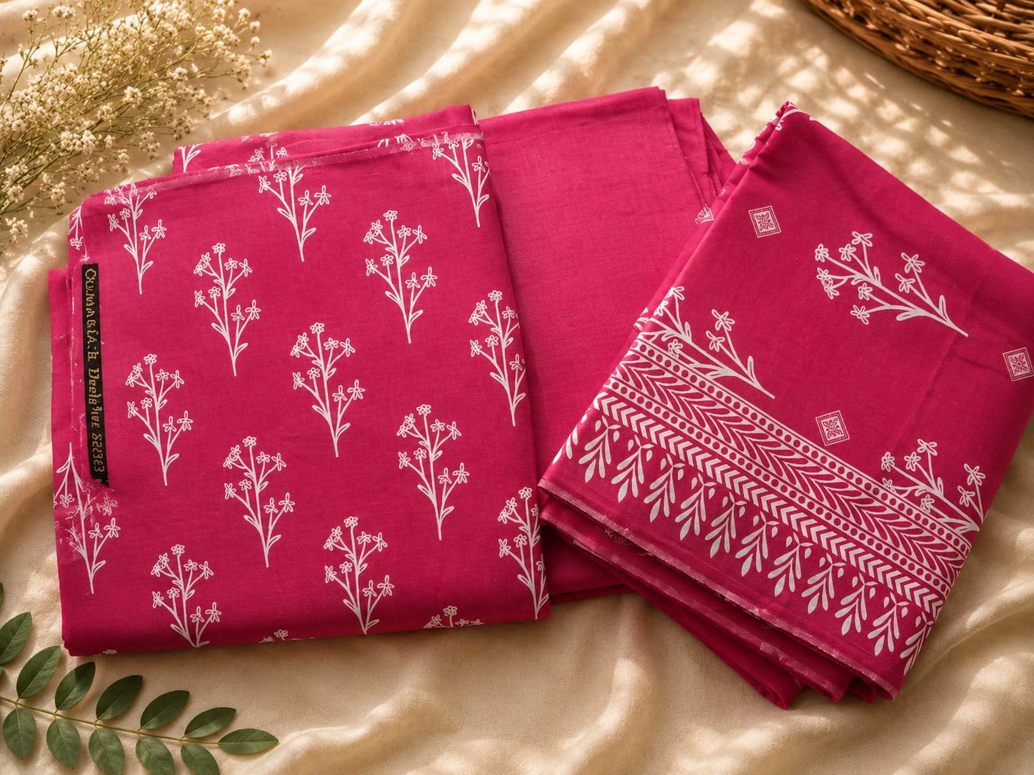 3PC MARIA.B HOT PINK PURE LAWN COLLECTION RELICA-PRINTED