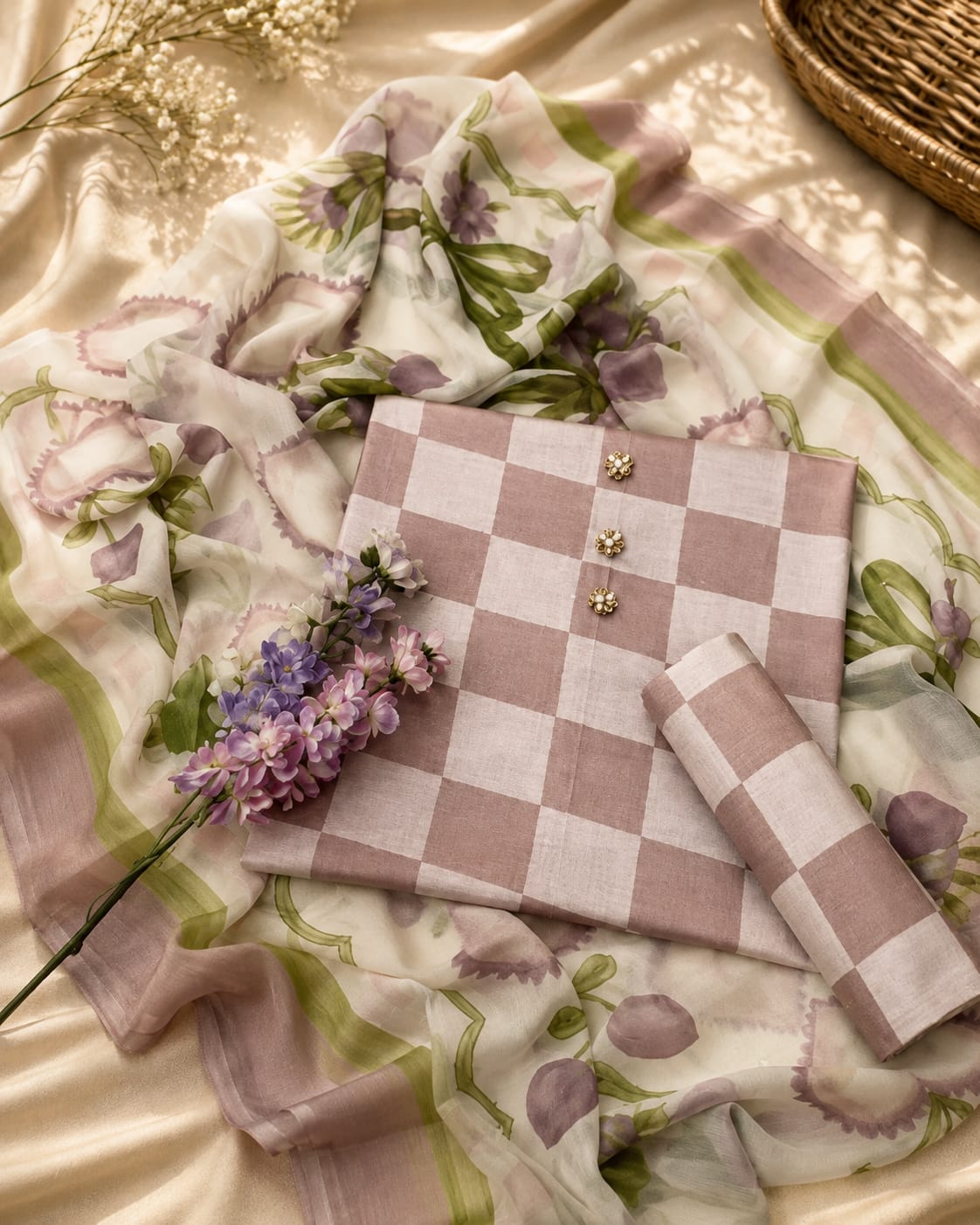 3PC MARIA.B NUDE PINK PREMIUM LAWN COLLECTION REPLICA-PRINNTED