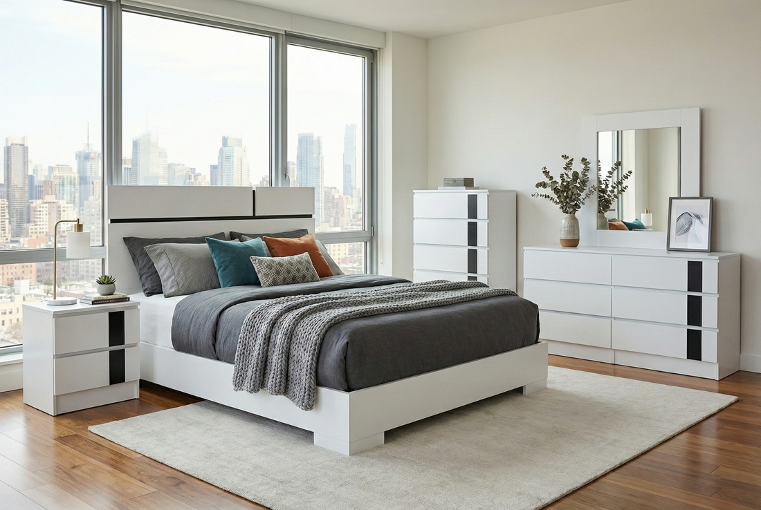 Metro Modern White Bedroom Set