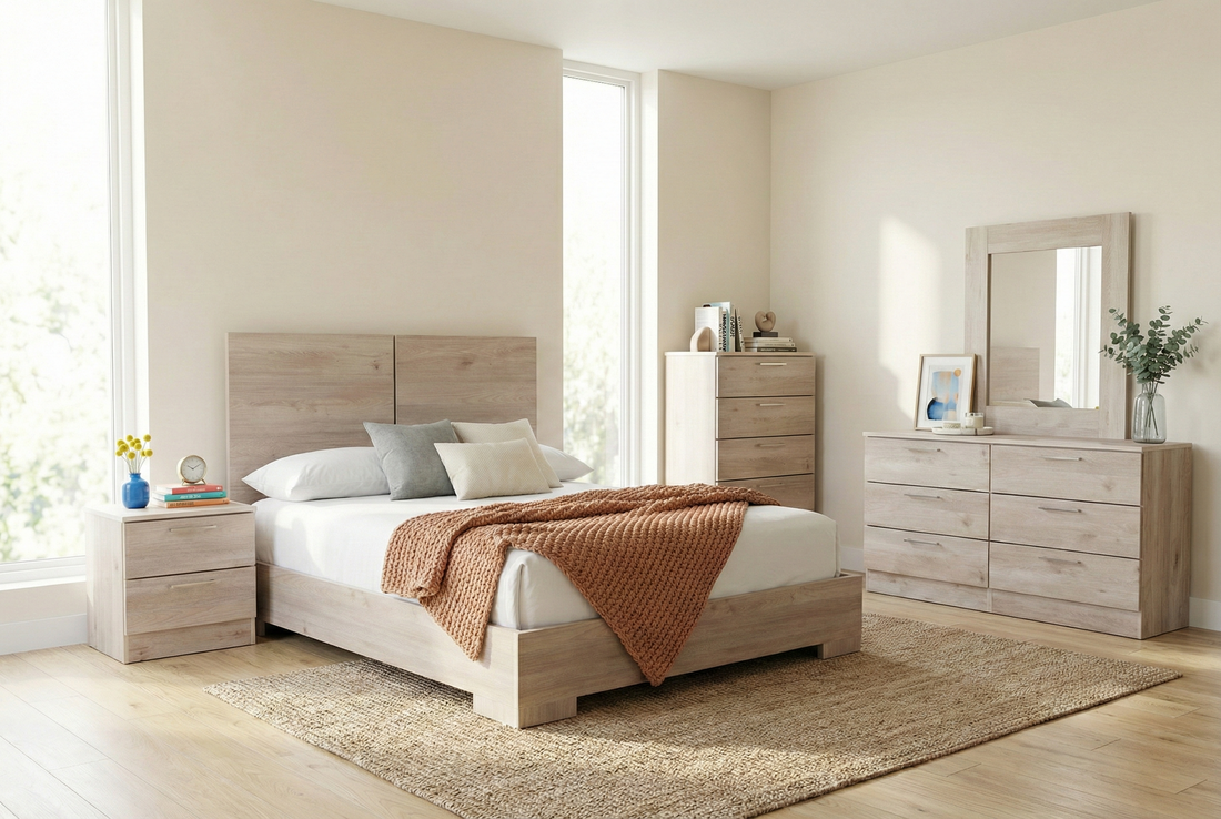 California Modern Oak Bedroom Set