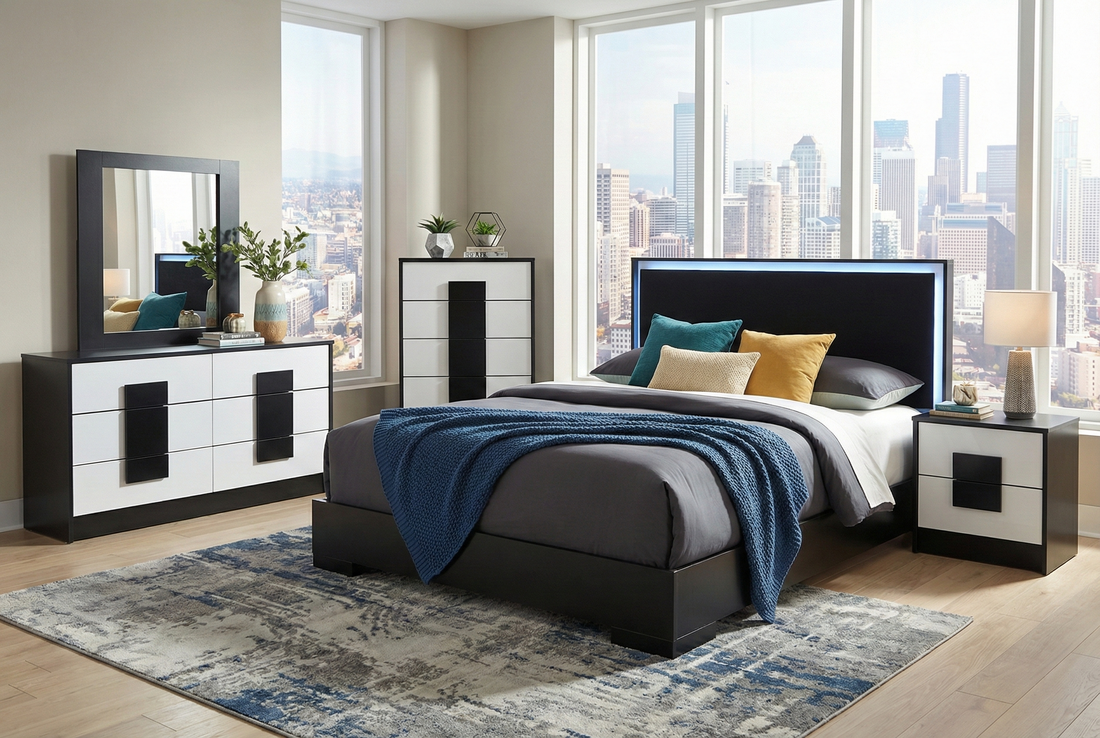 Modern Cityscape Bedroom Set