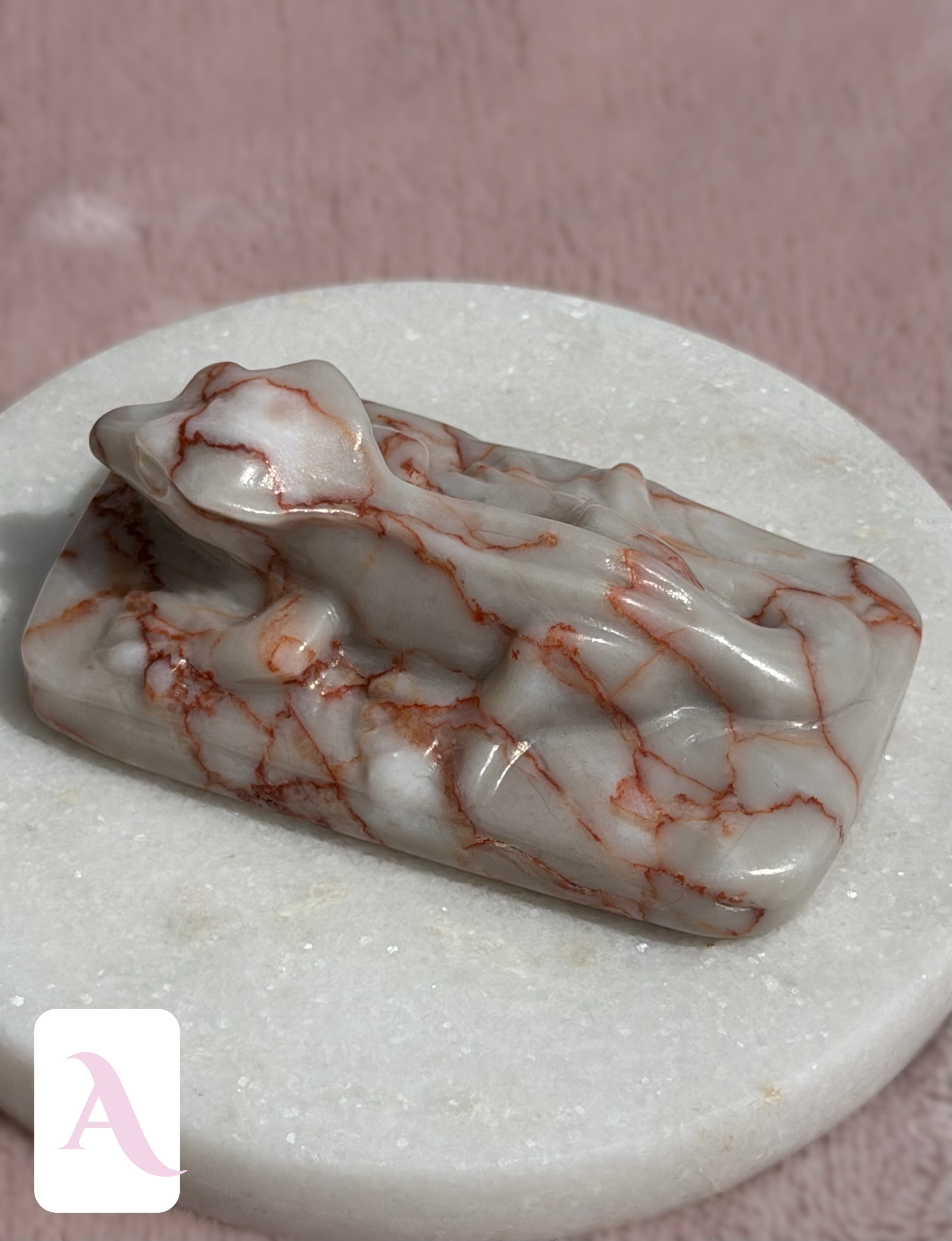 Red Vein Crestie Crystal Carvings