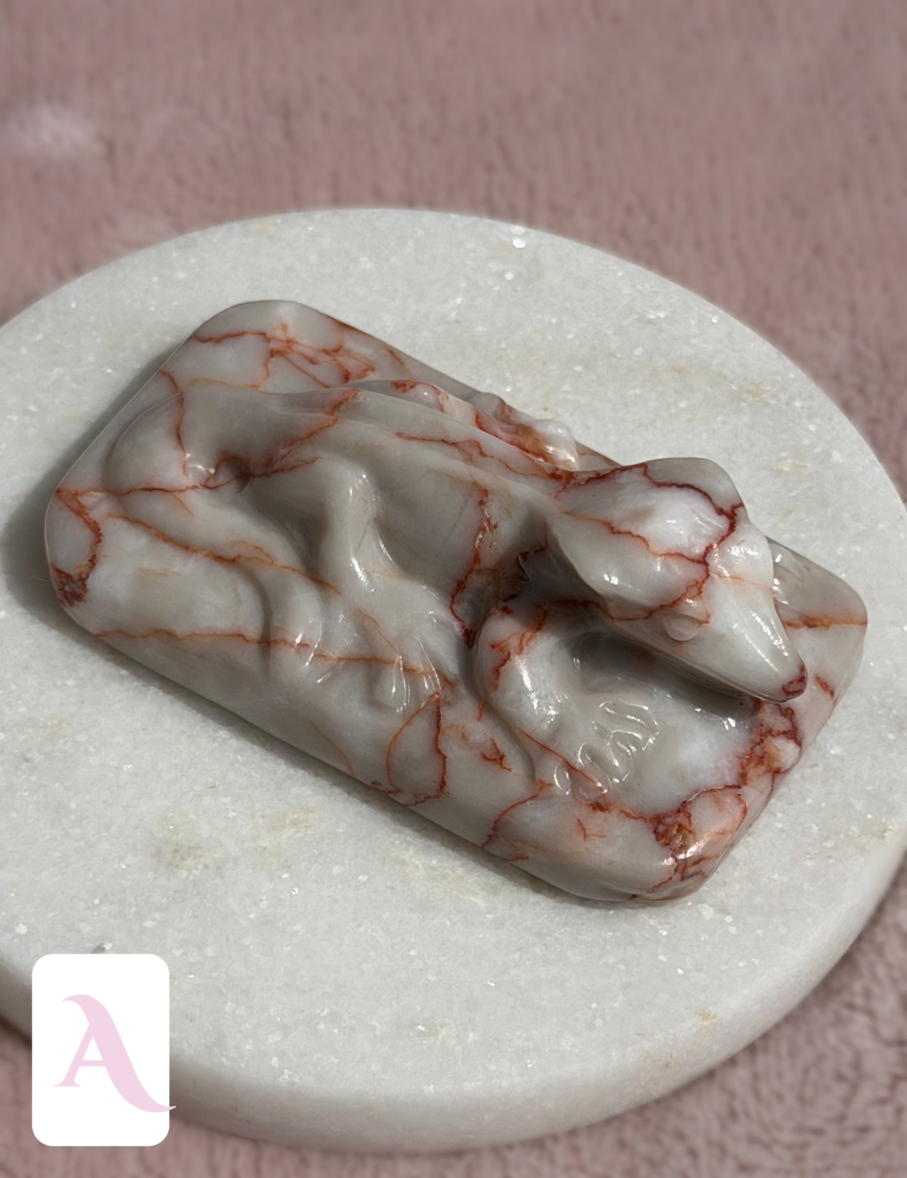 Red Vein Crestie Crystal Carvings
