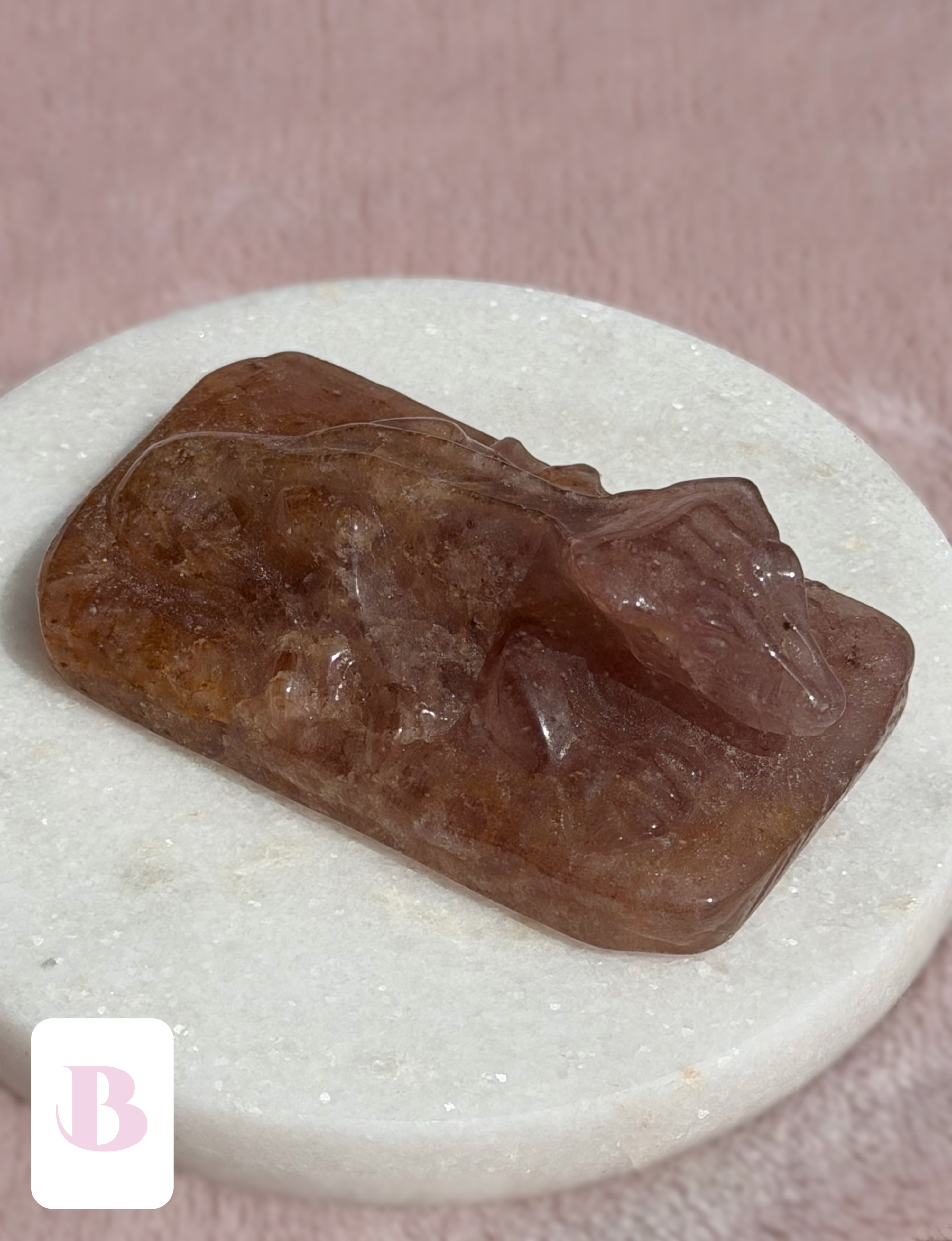 Strawberry Quartz Crestie Crystal Carvings