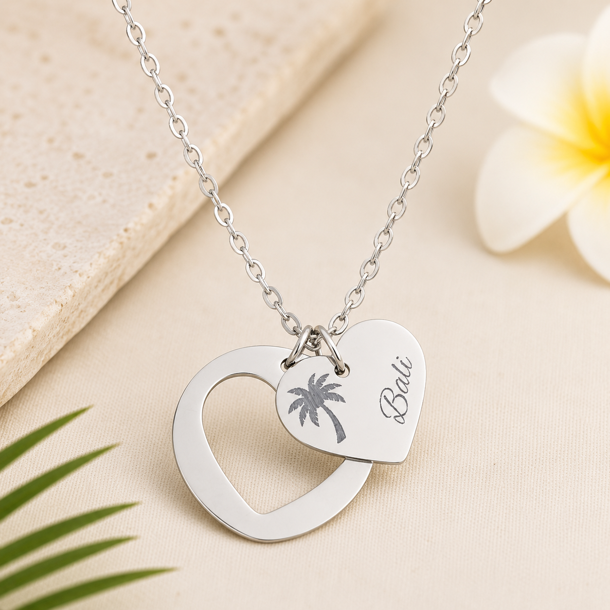 Palm Engraved Heart Necklace