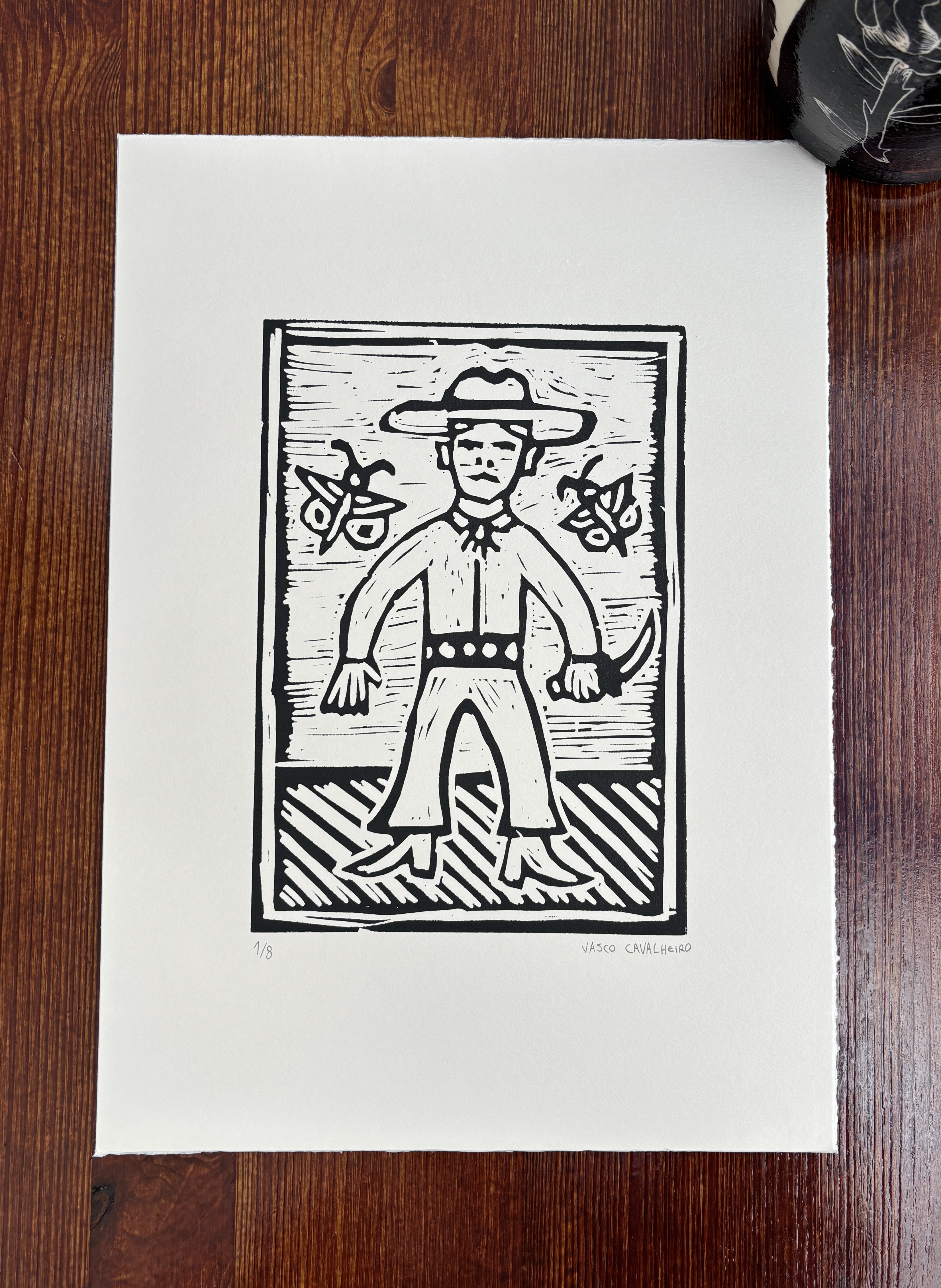 Cowboy Linocut Print
